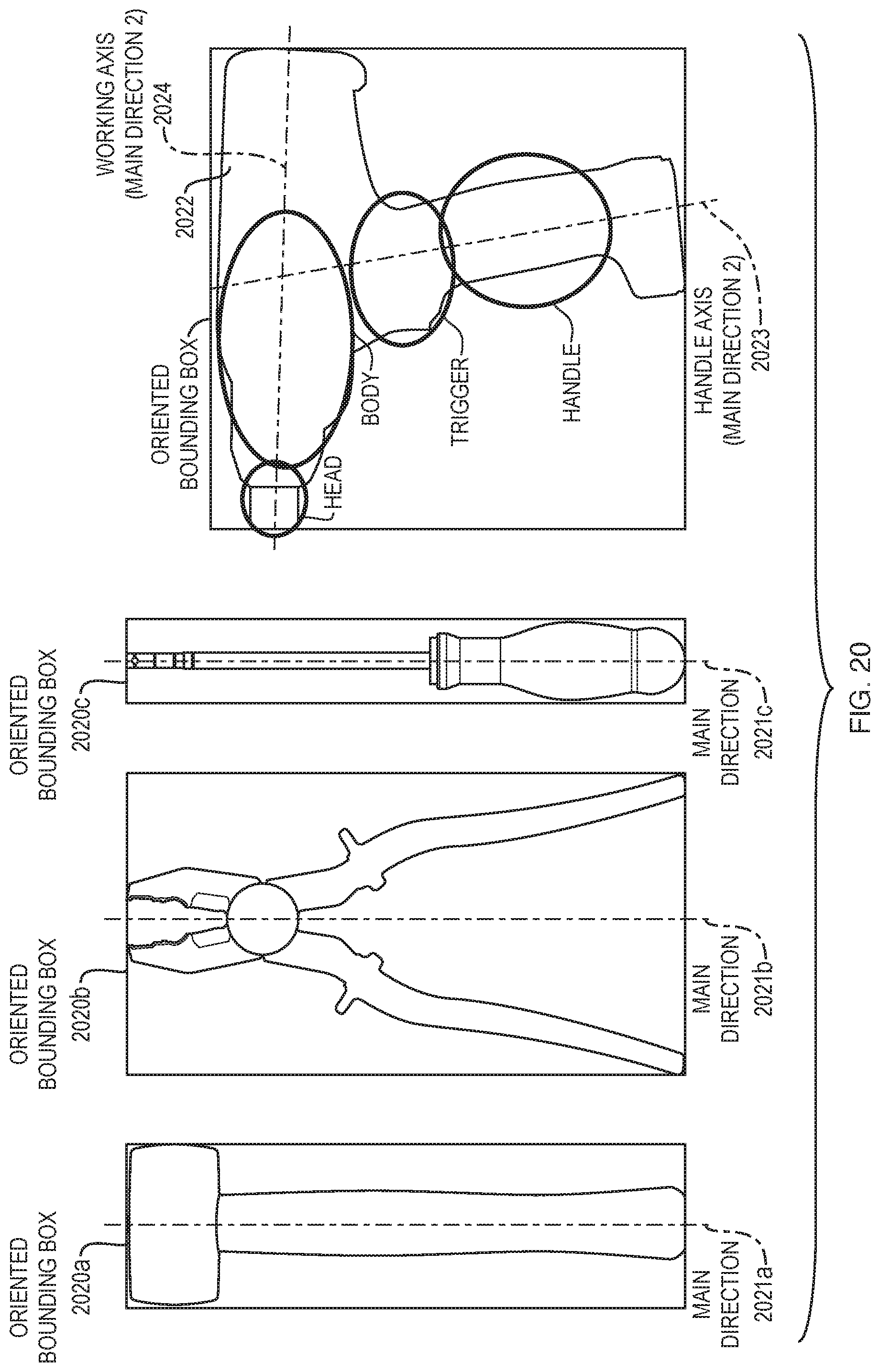 Patent US11775699 Figure 20 – Extracting grasping cues from tool geometry for digital human models