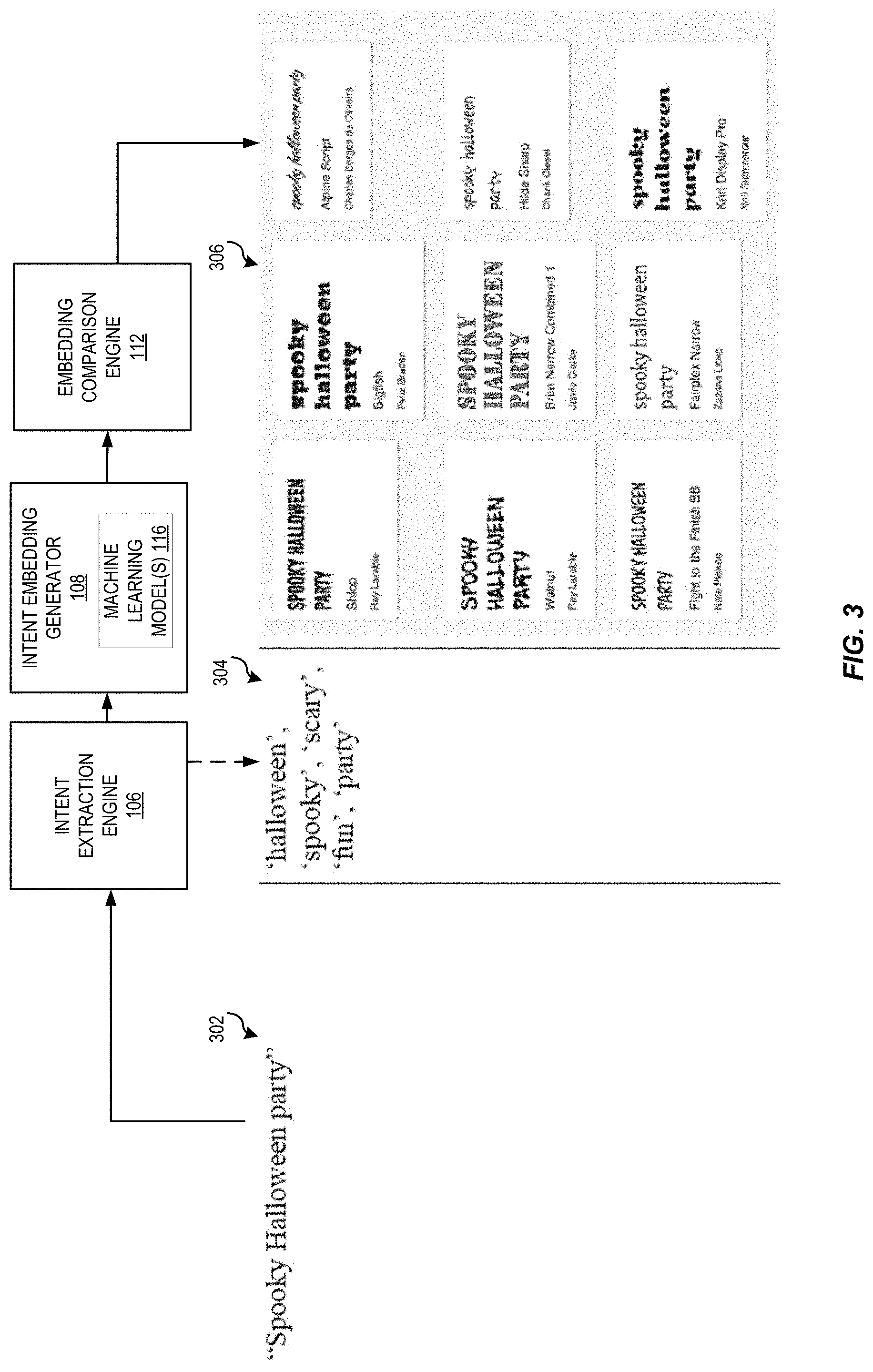 Patent US11775734 Figure 3 – Multimodal input contextual font recommendations