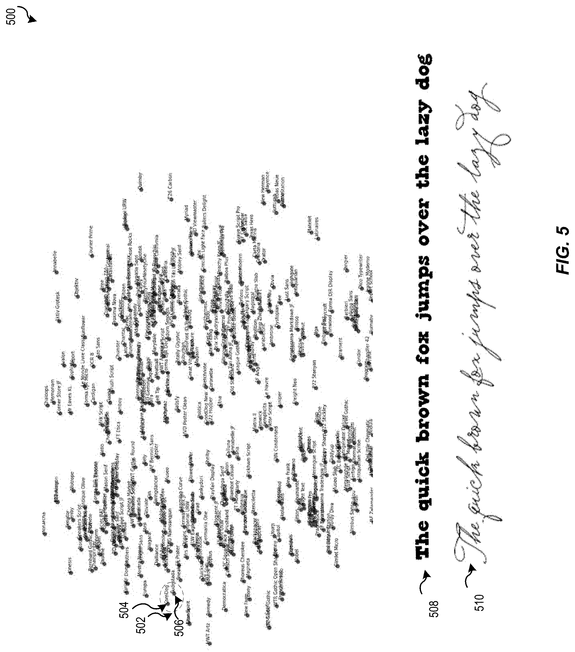 Patent US11775734 Figure 5 – Multimodal input contextual font recommendations