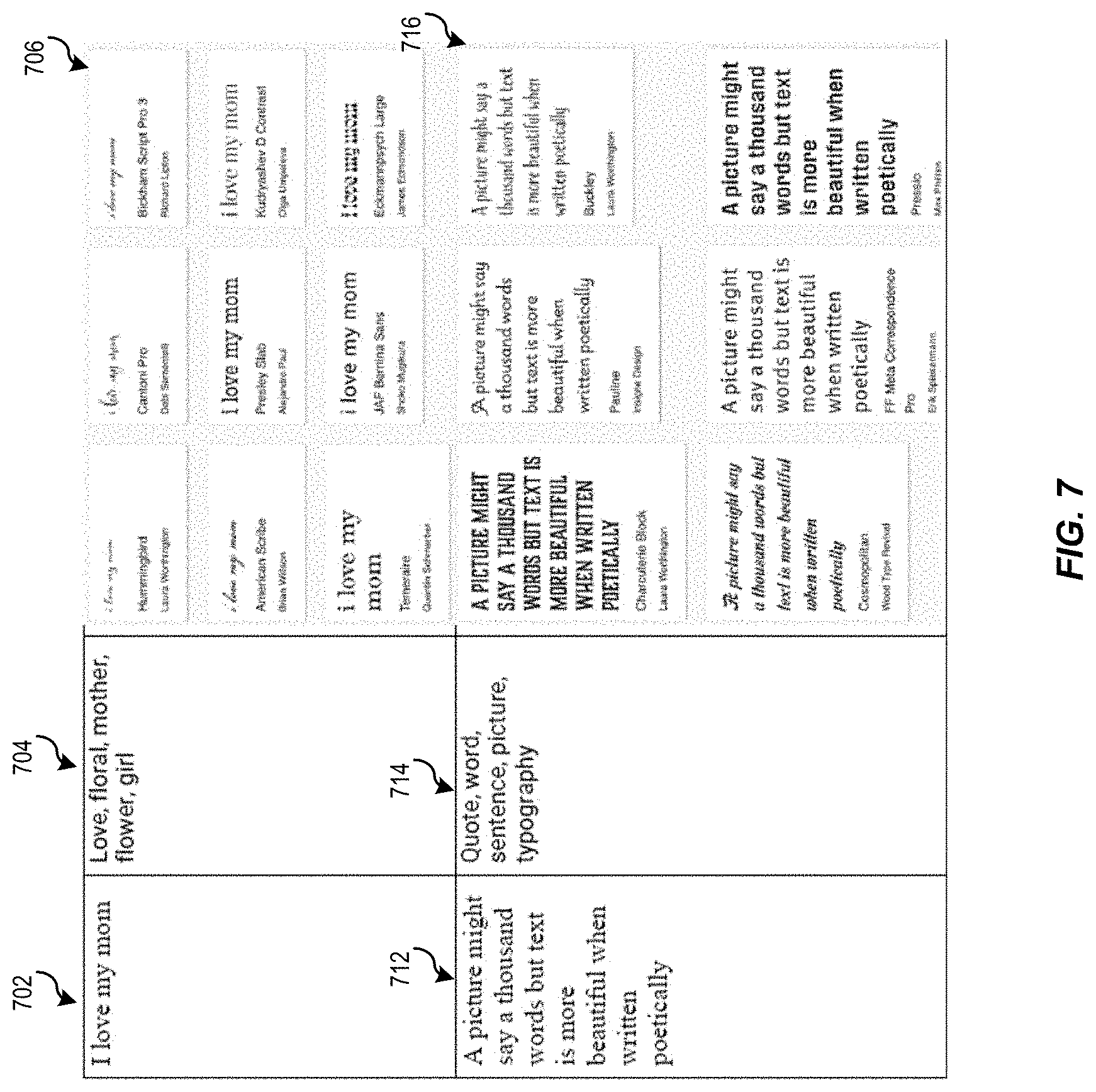 Patent US11775734 Figure 7 – Multimodal input contextual font recommendations