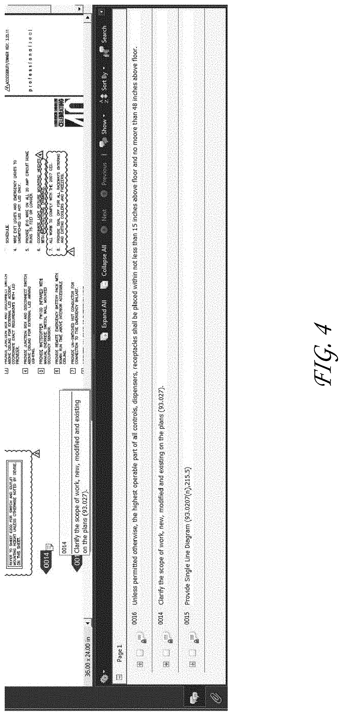 Patent US11775750 Figure 4 – Management of building plan documents utilizing comments and a correction list
