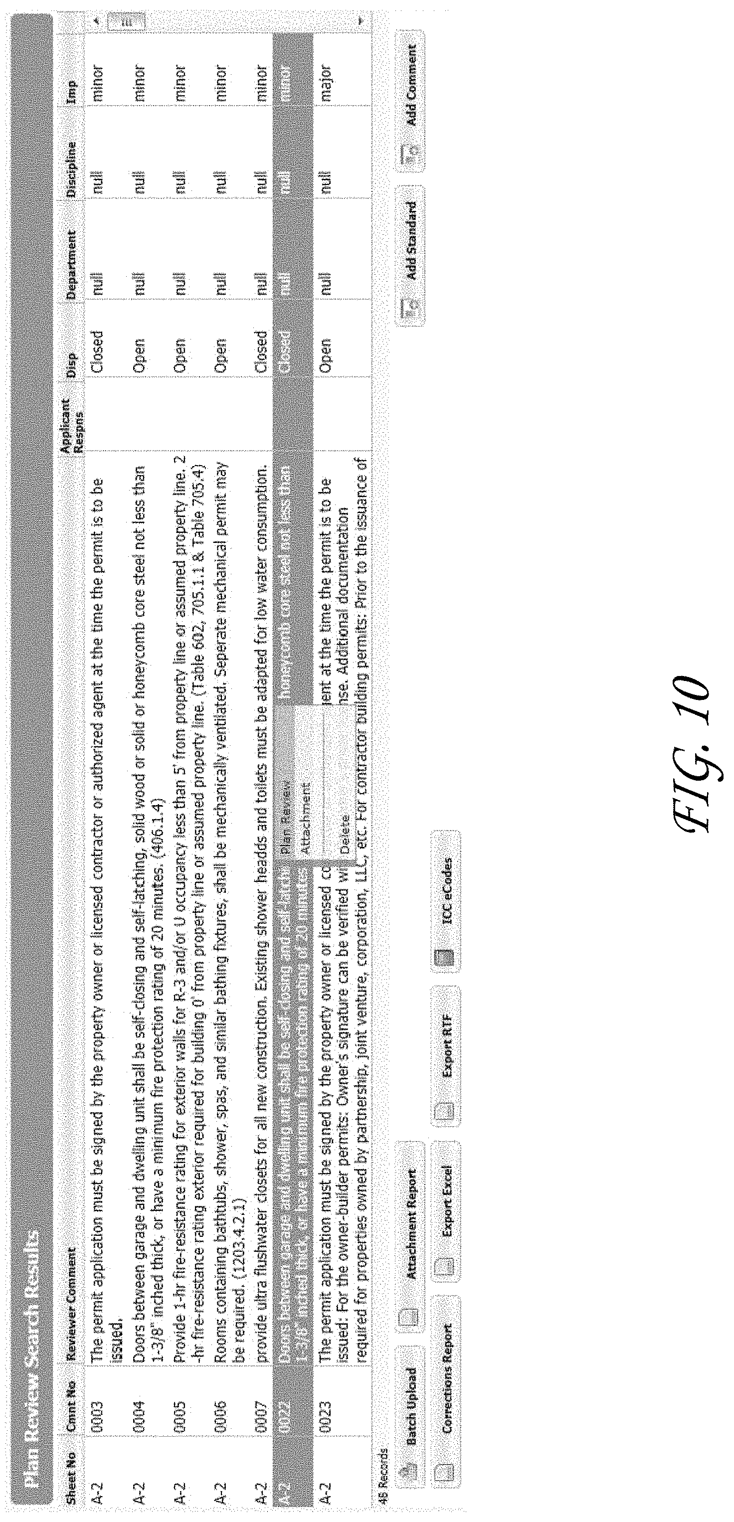 Patent US11775750 Figure 11 – Management of building plan documents utilizing comments and a correction list