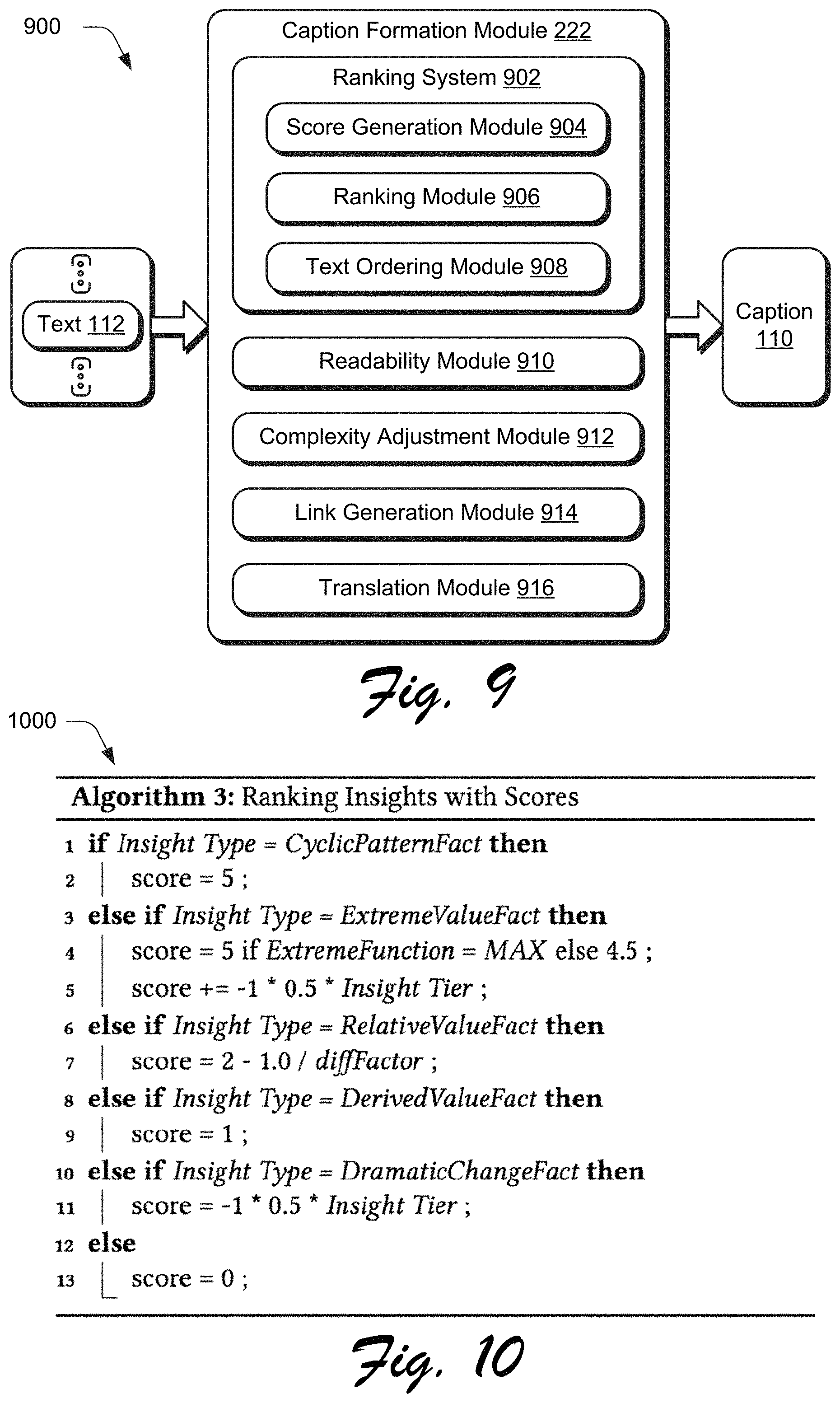 Patent US11775756 Figure 8 – Automated caption generation from a dataset