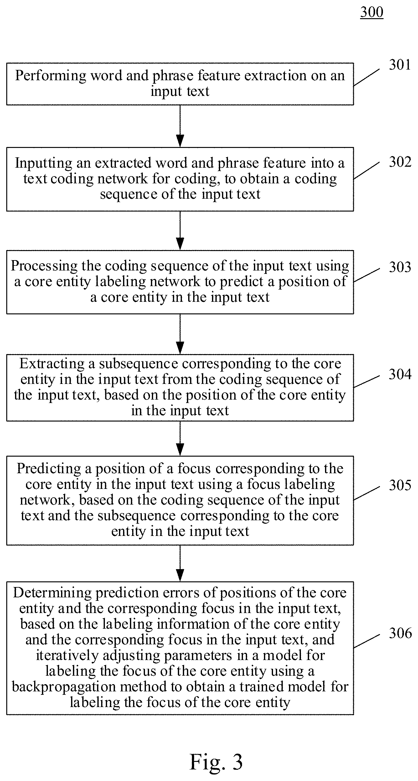 Patent US11775761 Figure 3 – Method and apparatus for mining entity focus in text