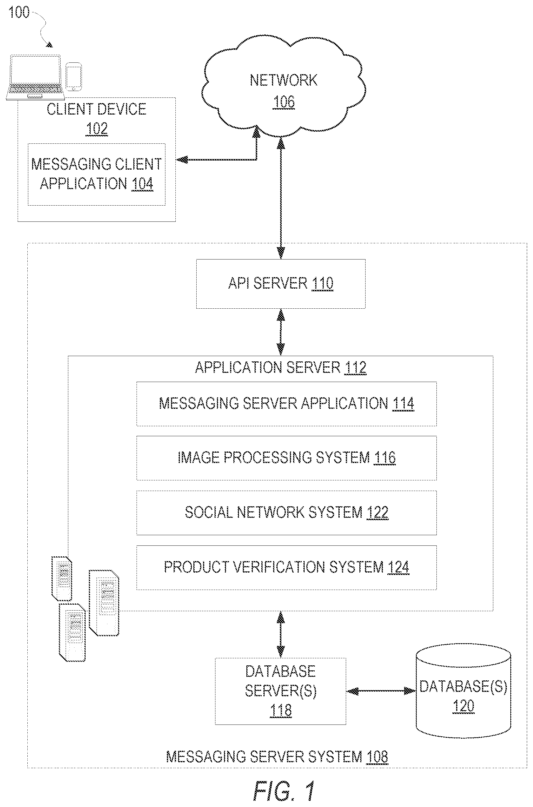 Patent US11775781 Figure 1 – Product verification in a messaging system