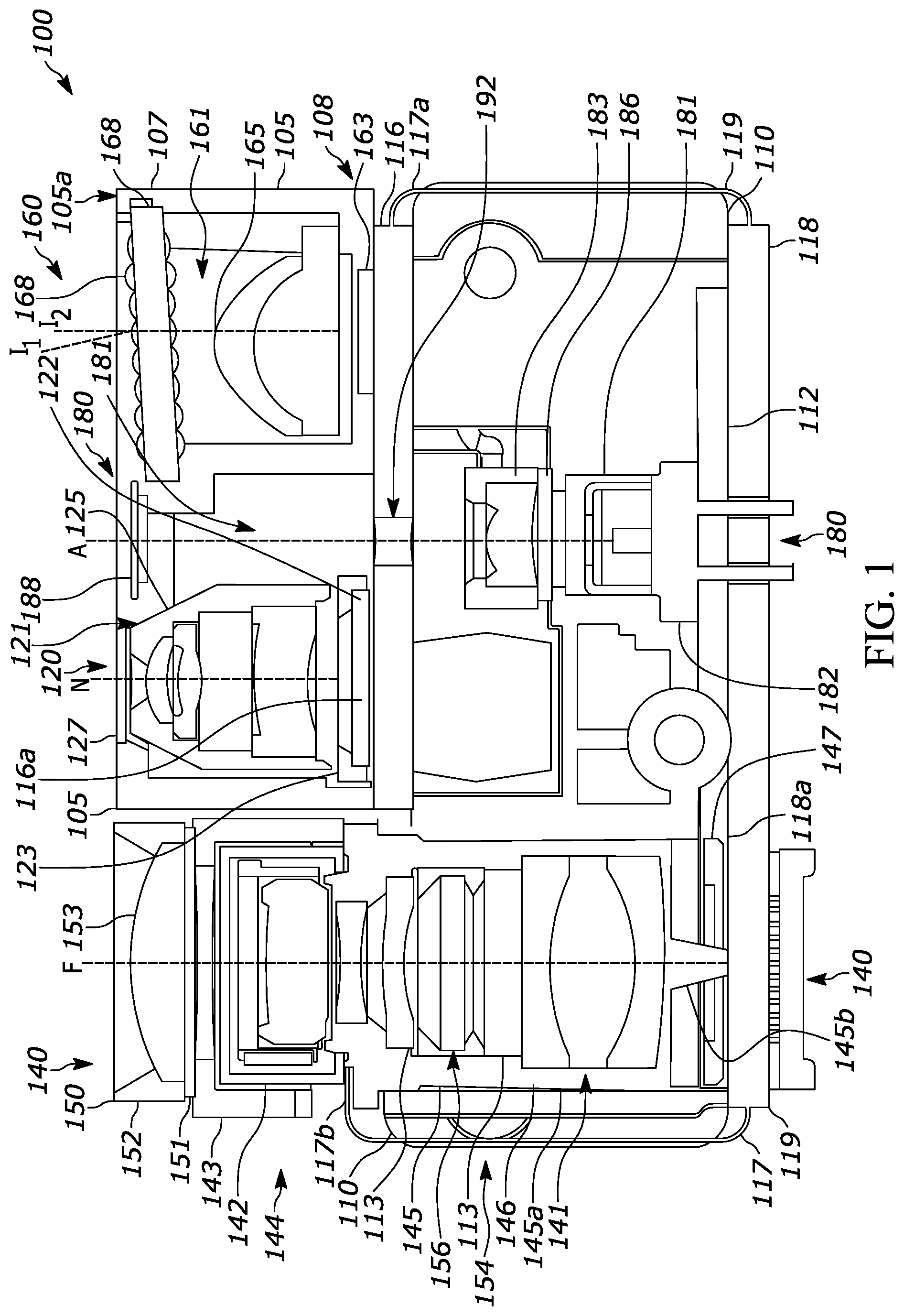 Patent US11775783 Figure 1 – Compact opto-mechanical layout of long-range dual-camera bar-code imager
