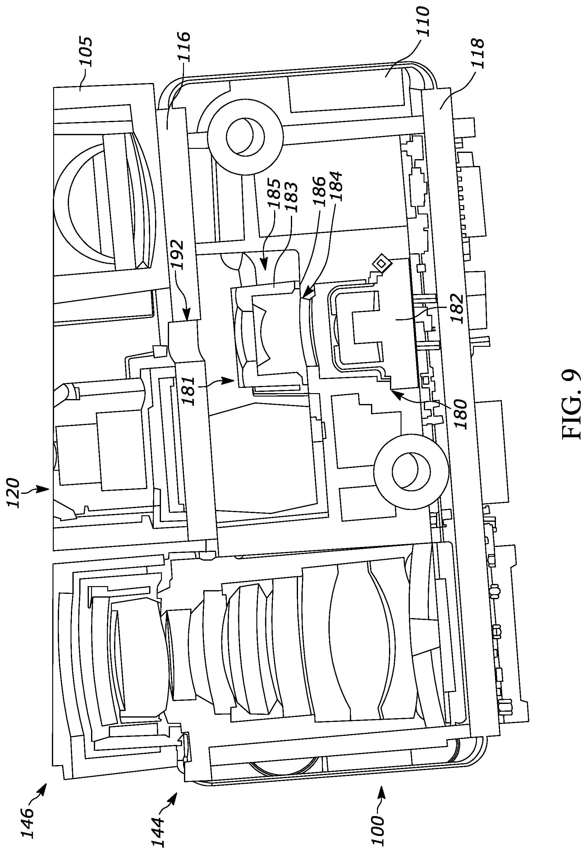 Patent US11775783 Figure 9 – Compact opto-mechanical layout of long-range dual-camera bar-code imager