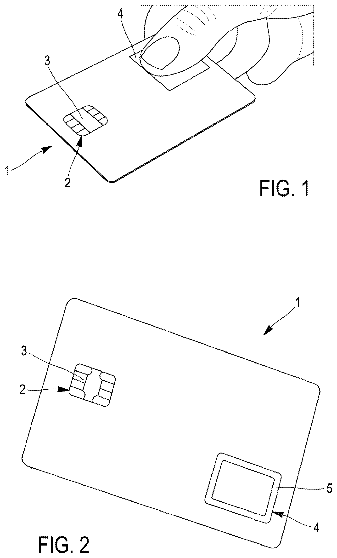 Patent US11775794 Figure 1 – Biometric sensor module for a smart card and method for manufacturing such a module