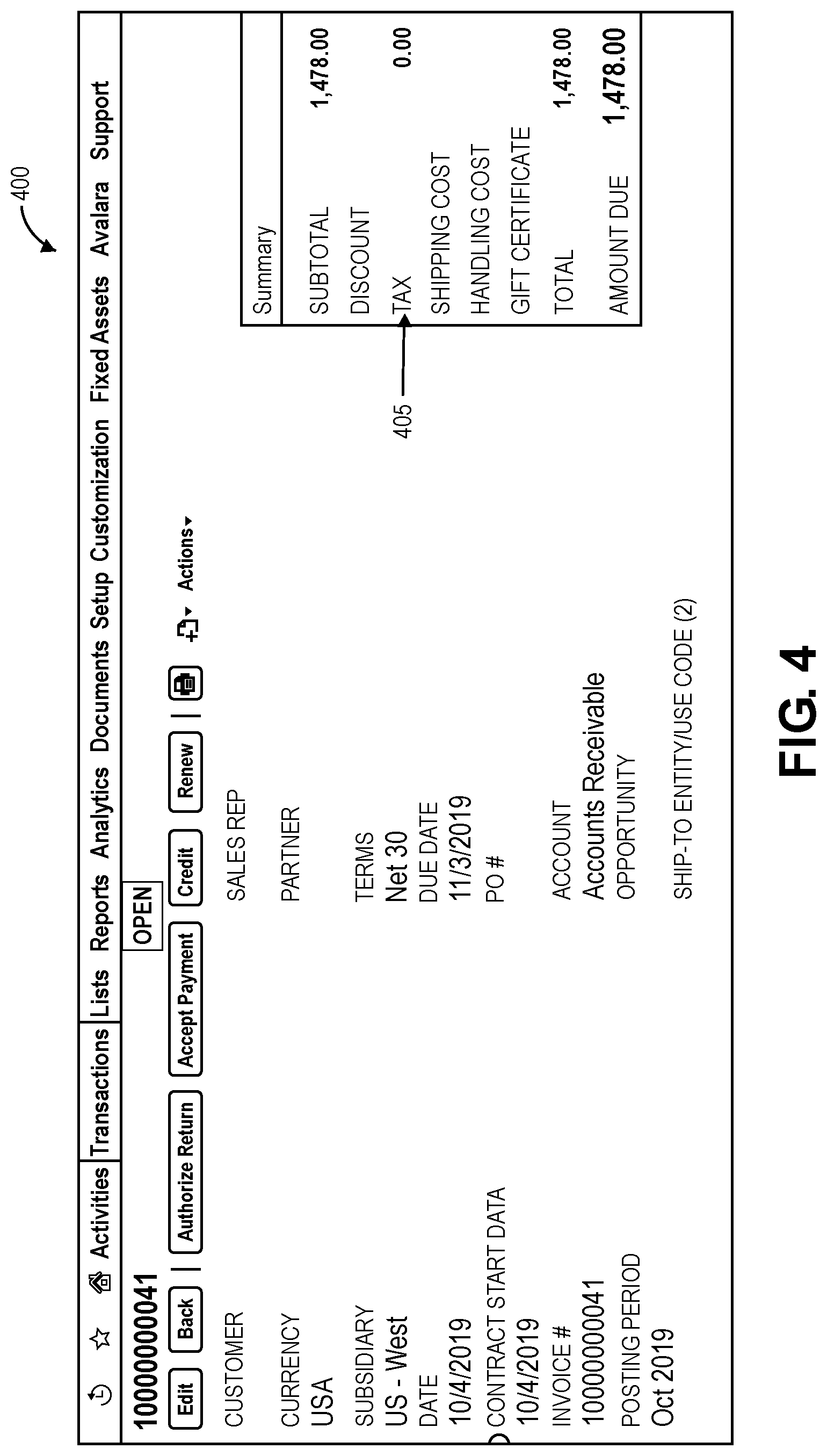 Patent US11775849 Figure 4 – Software service platform and graphical user interface (GUI) for determining and presenting rule-based conclusions