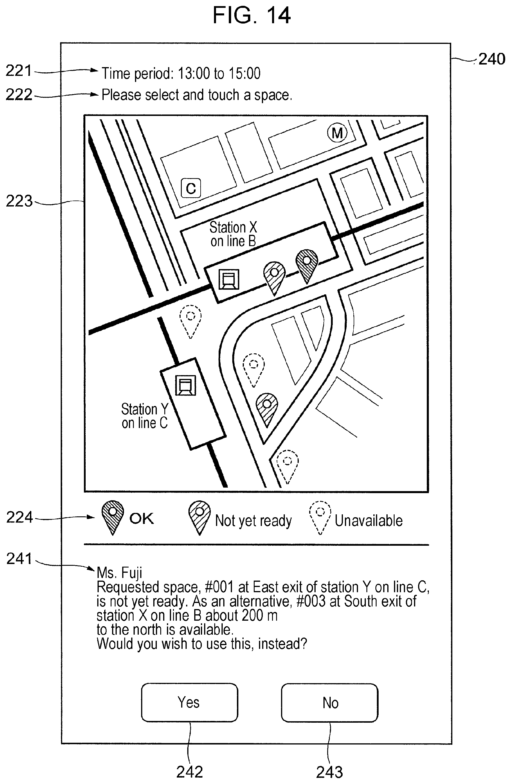 Patent US11775879 Figure 14 – Apparatus, room, management system, and non-transitory computer readable medium