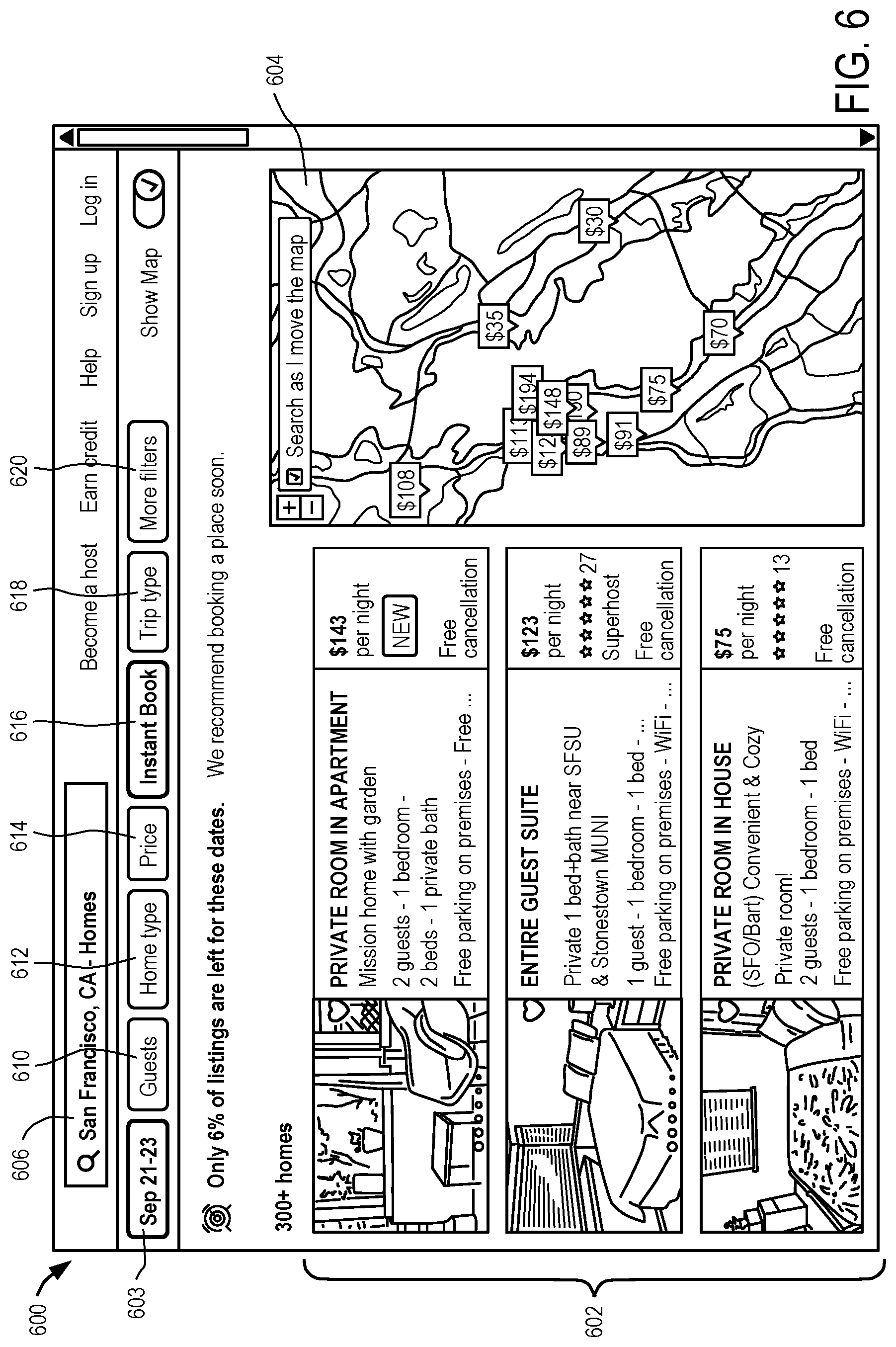 Patent US11775884 Figure 6 – Eligibility predictions for instant booking in an online marketplace