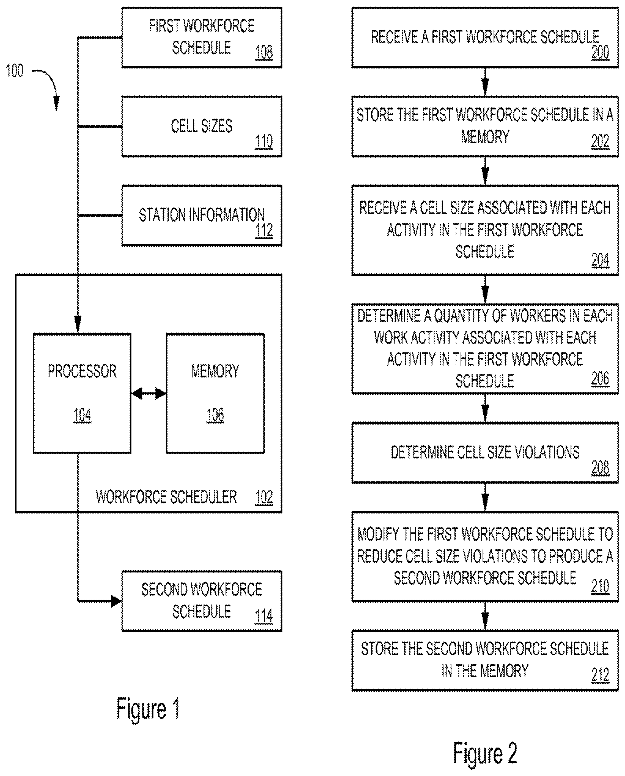 Patent US11775893 — Method and apparatus for cell-based workforce scheduling — Figure 1