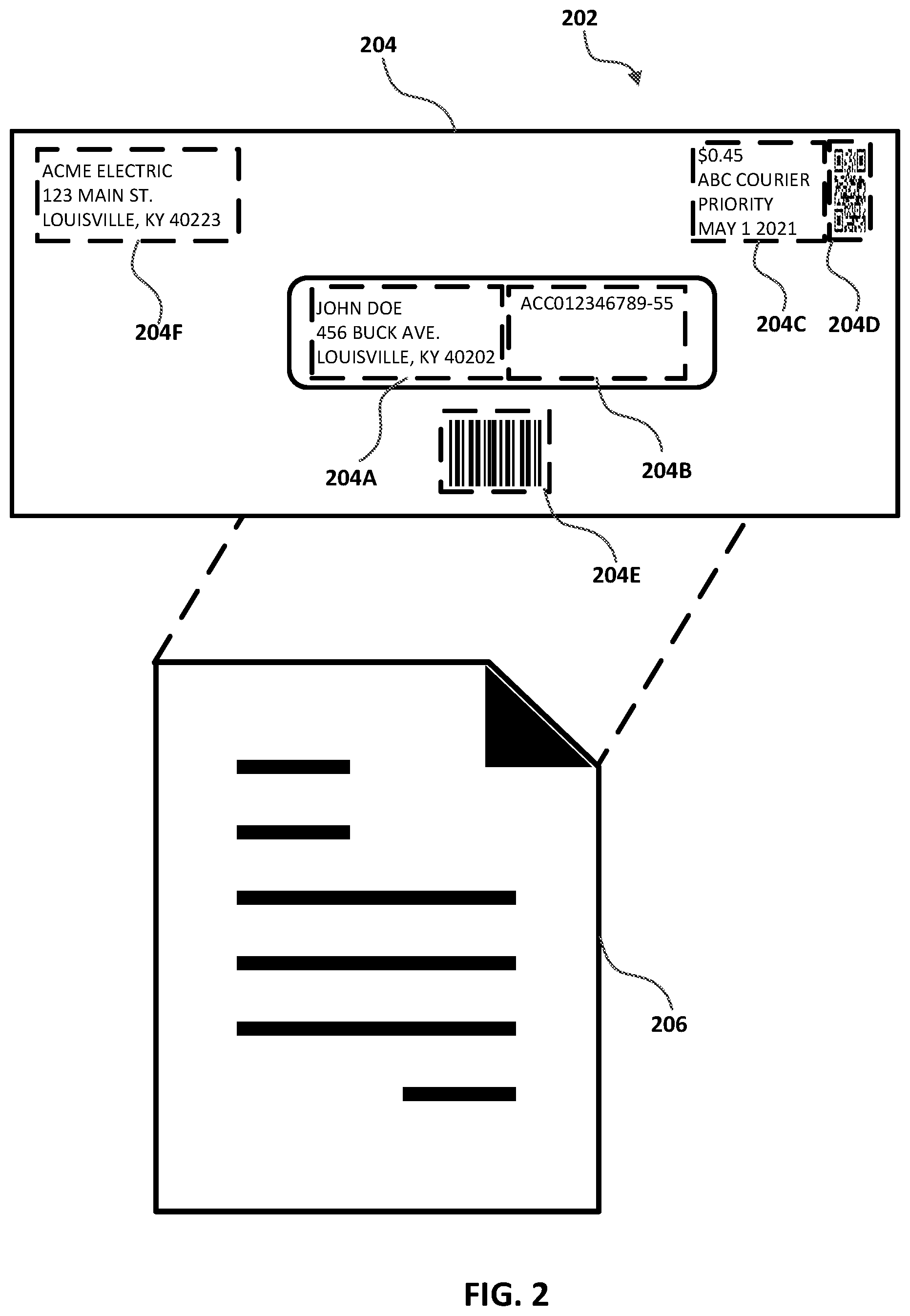 Patent US11775920 Figure 2 – Resource efficient interactions with data corresponding to physical parcel