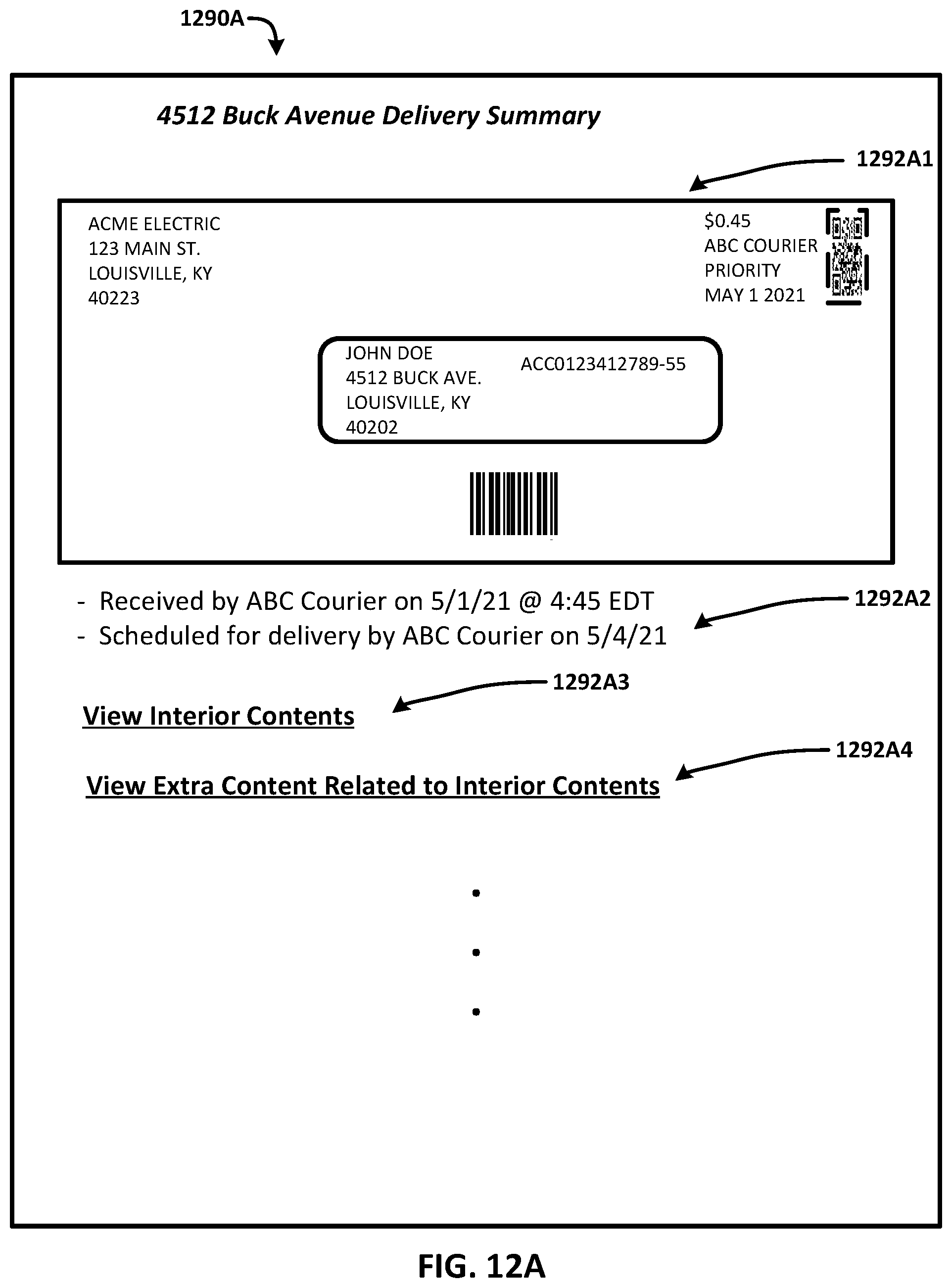 Patent US11775920 Figure 12 – Resource efficient interactions with data corresponding to physical parcel