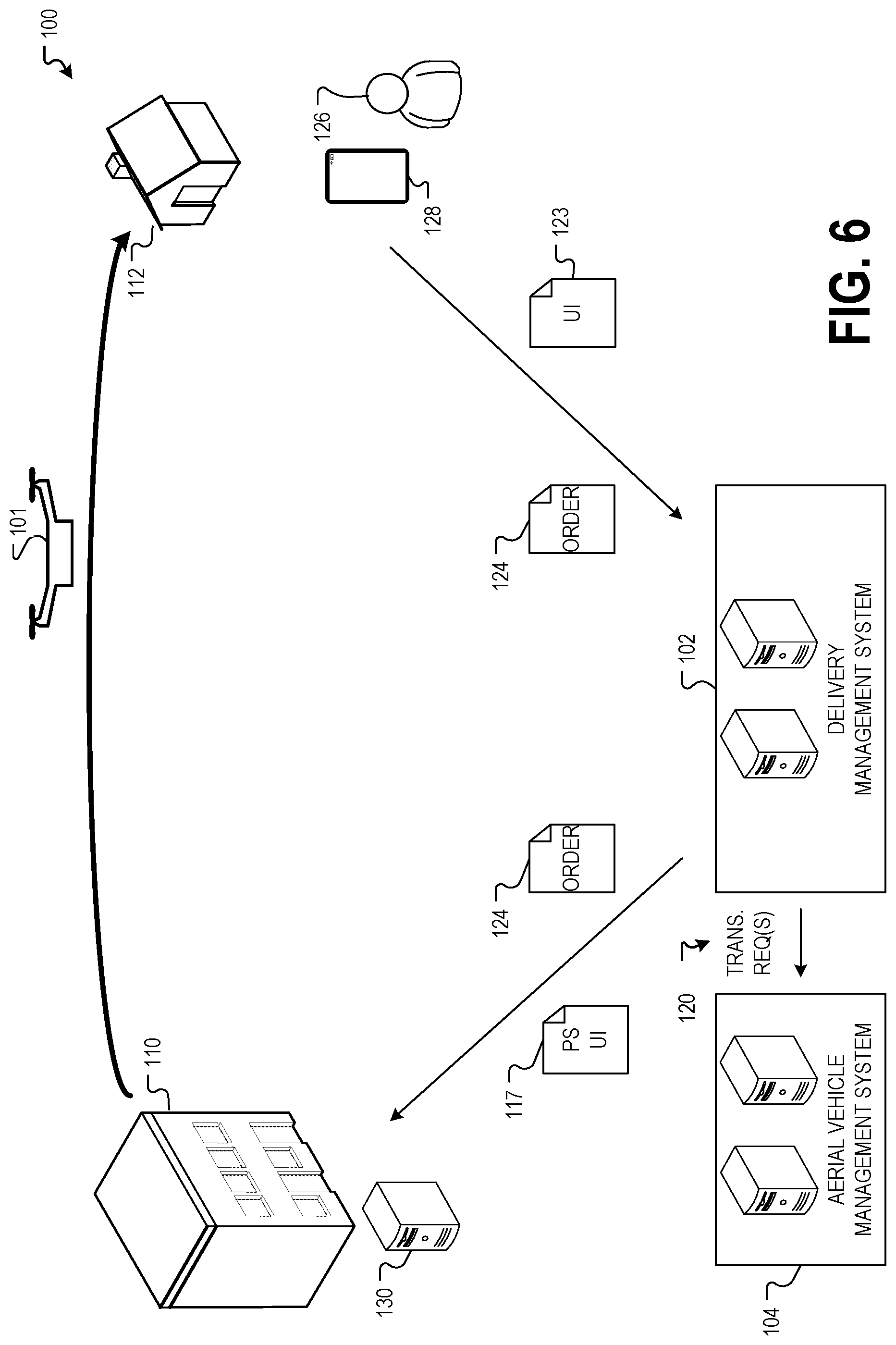 Patent US11775923 Figure 6 – Aerial vehicle delivery of hems
