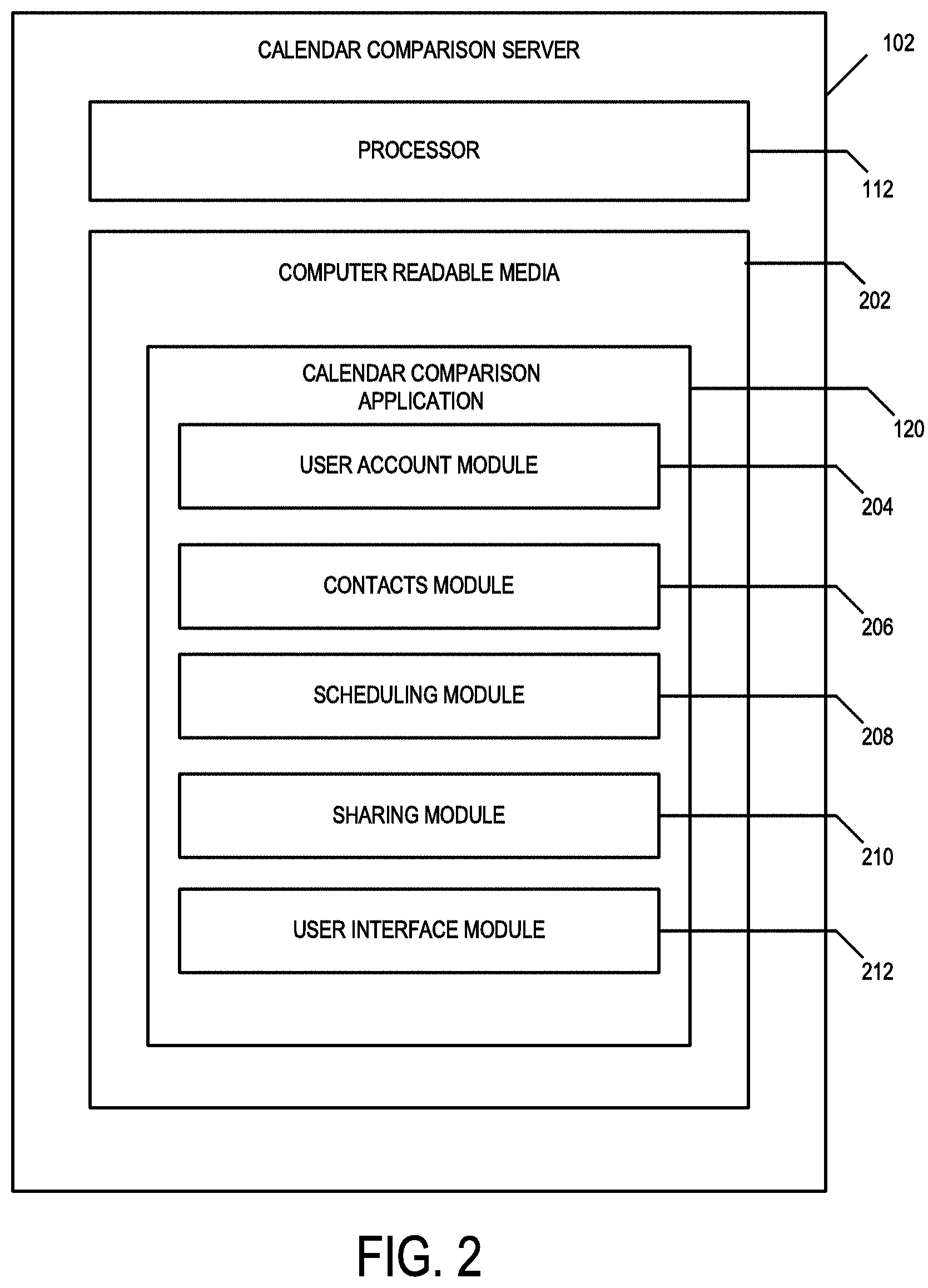 Patent US11775939 Figure 2 – Calendar comparison system and method