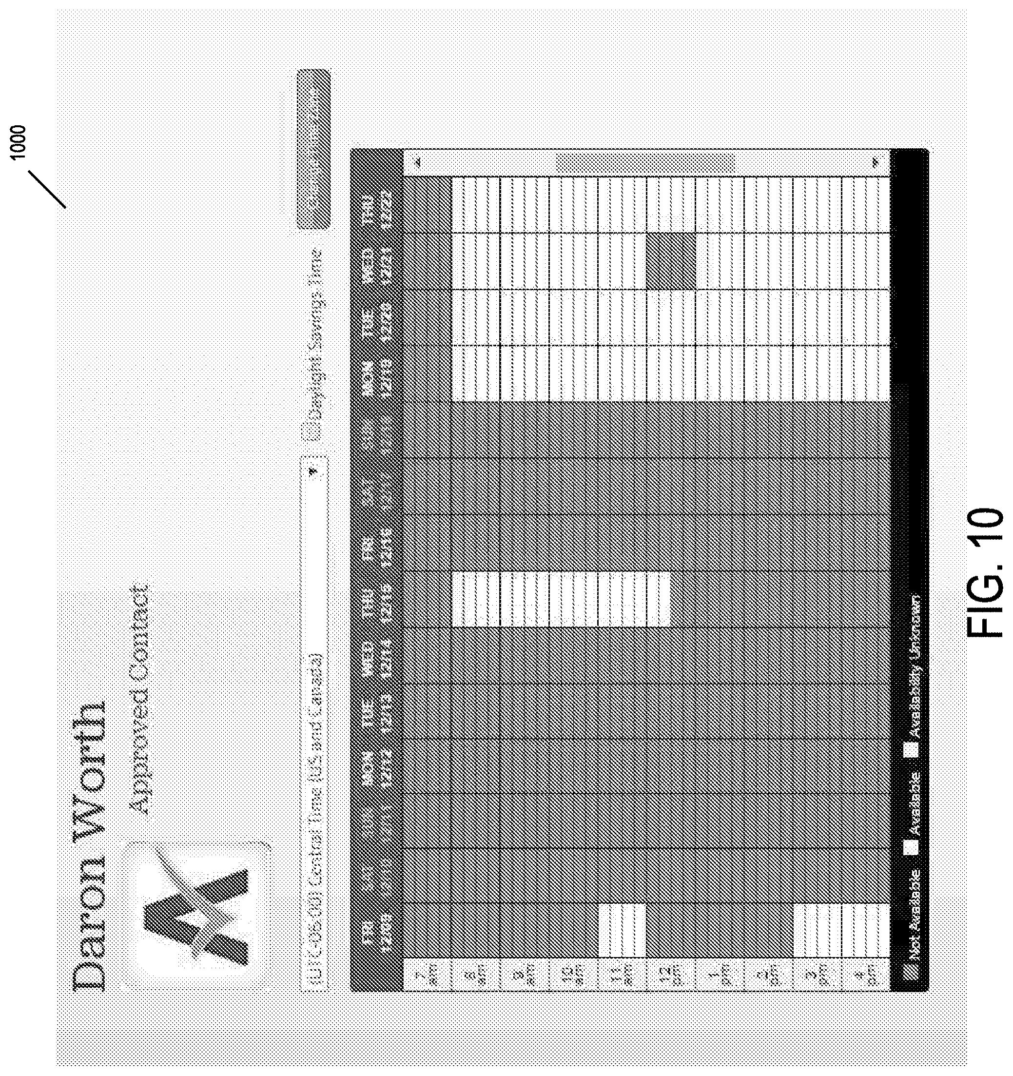 Patent US11775939 Figure 10 – Calendar comparison system and method