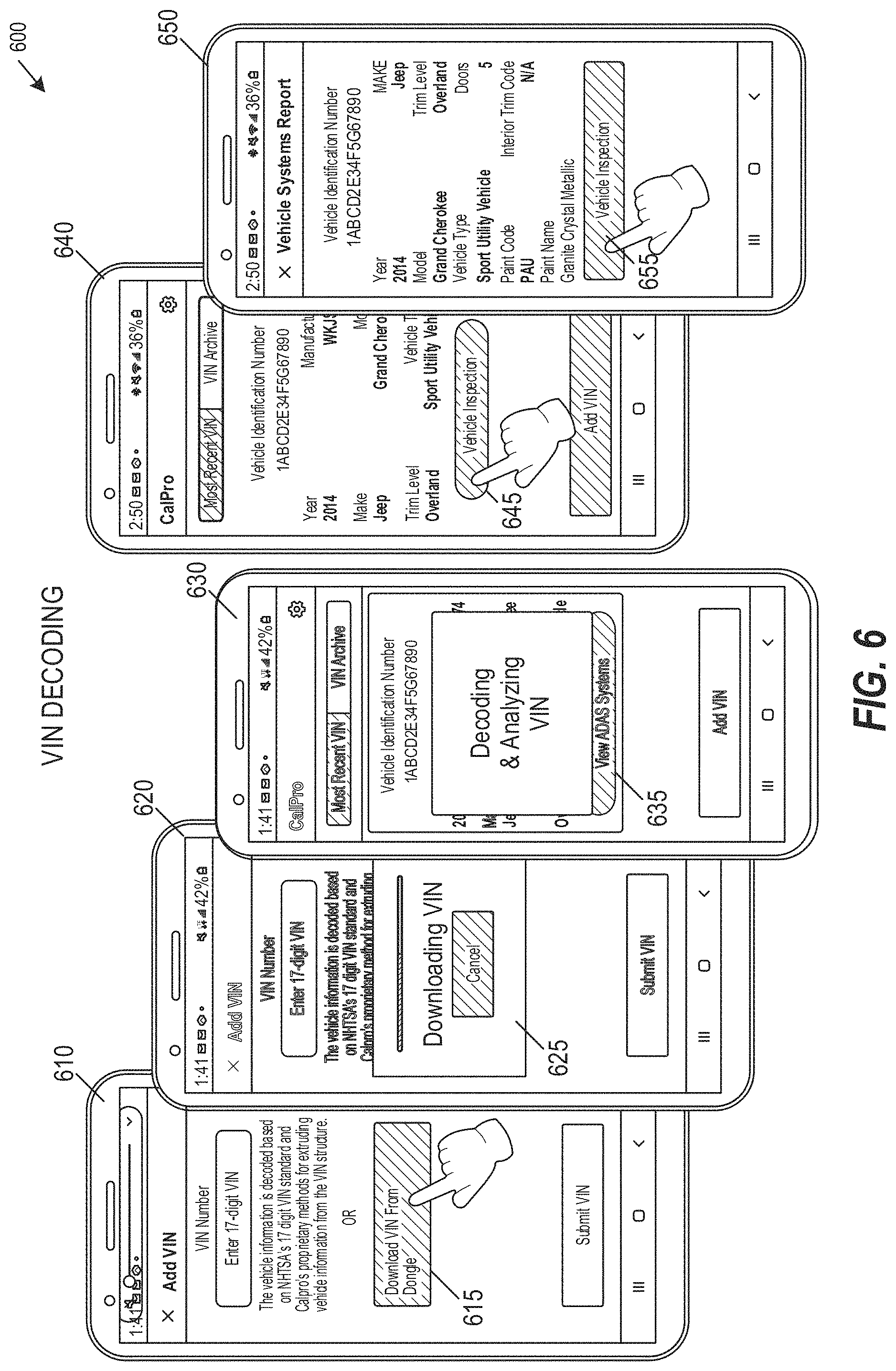 Patent US11775943 Figure 6 – Vehicle safety feature identification and calibration