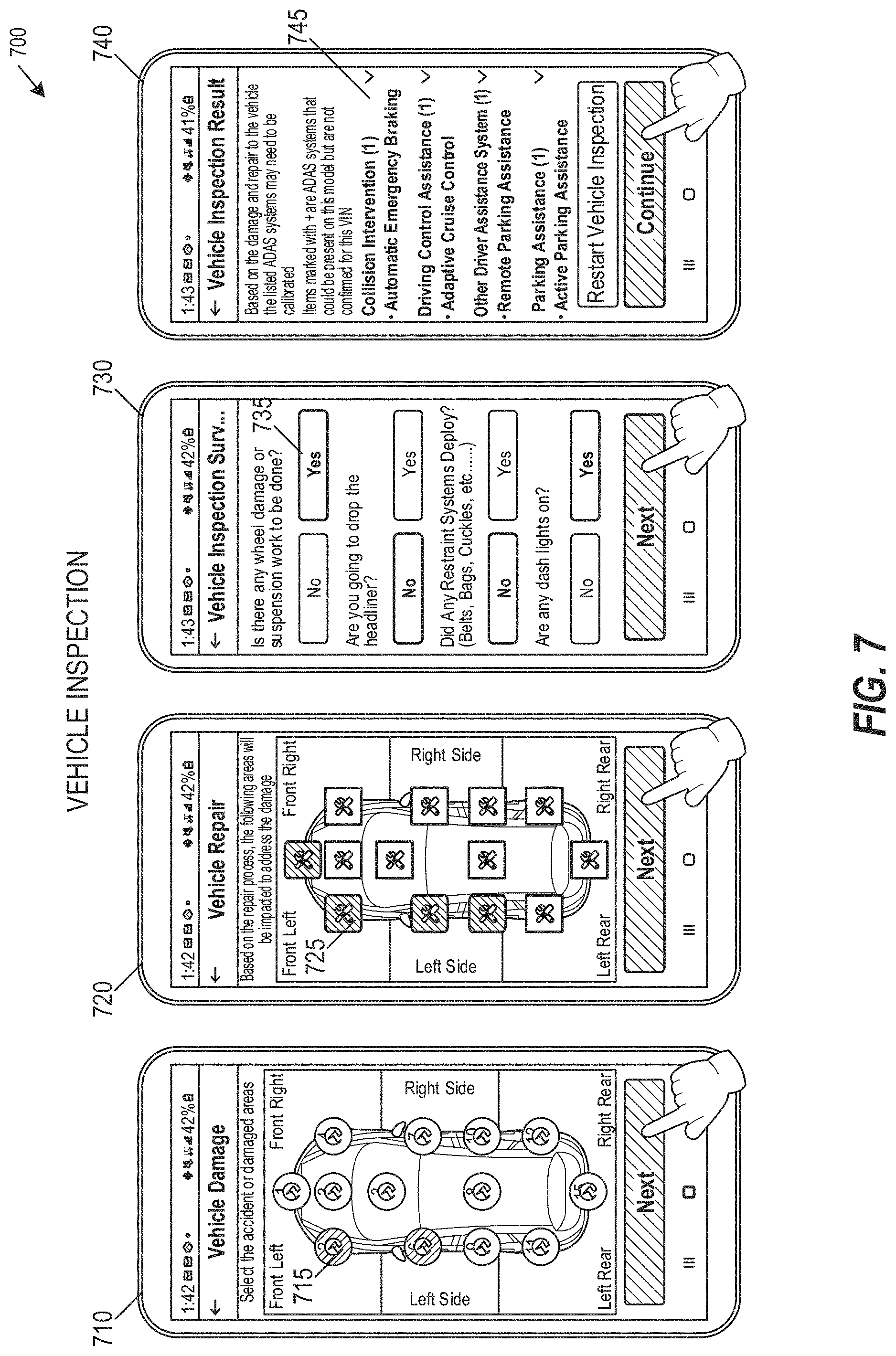 Patent US11775943 Figure 7 – Vehicle safety feature identification and calibration