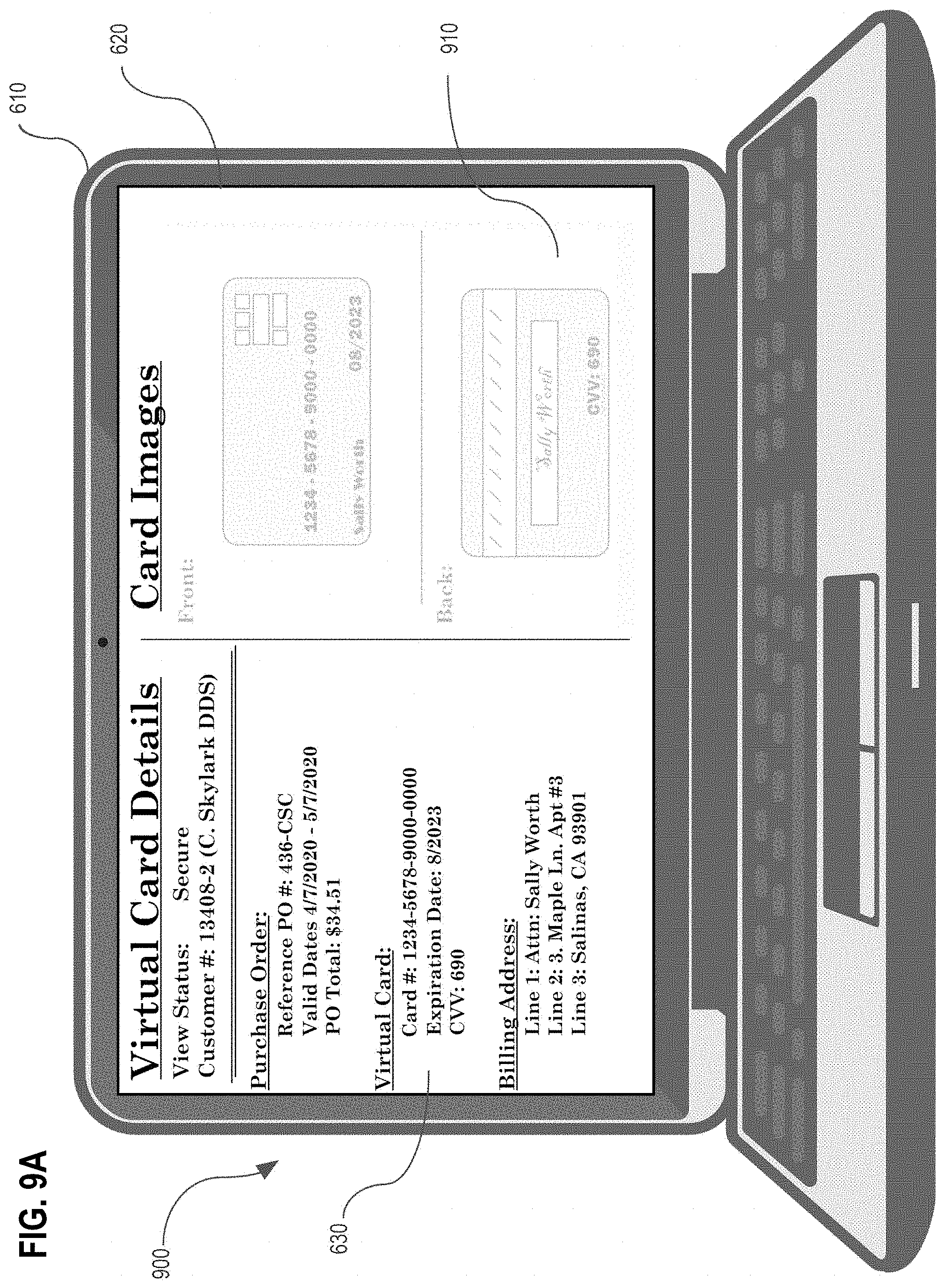 Patent US11775986 Figure 9 – Secure facilitation of virtual card activities for procurement