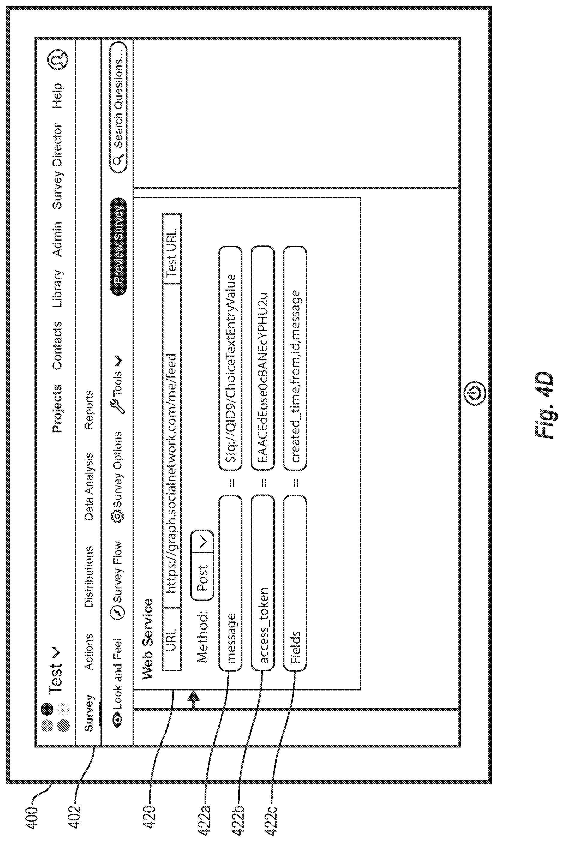 Patent US11775993 Figure 7 – Generating customized surveys using third-party social networking information
