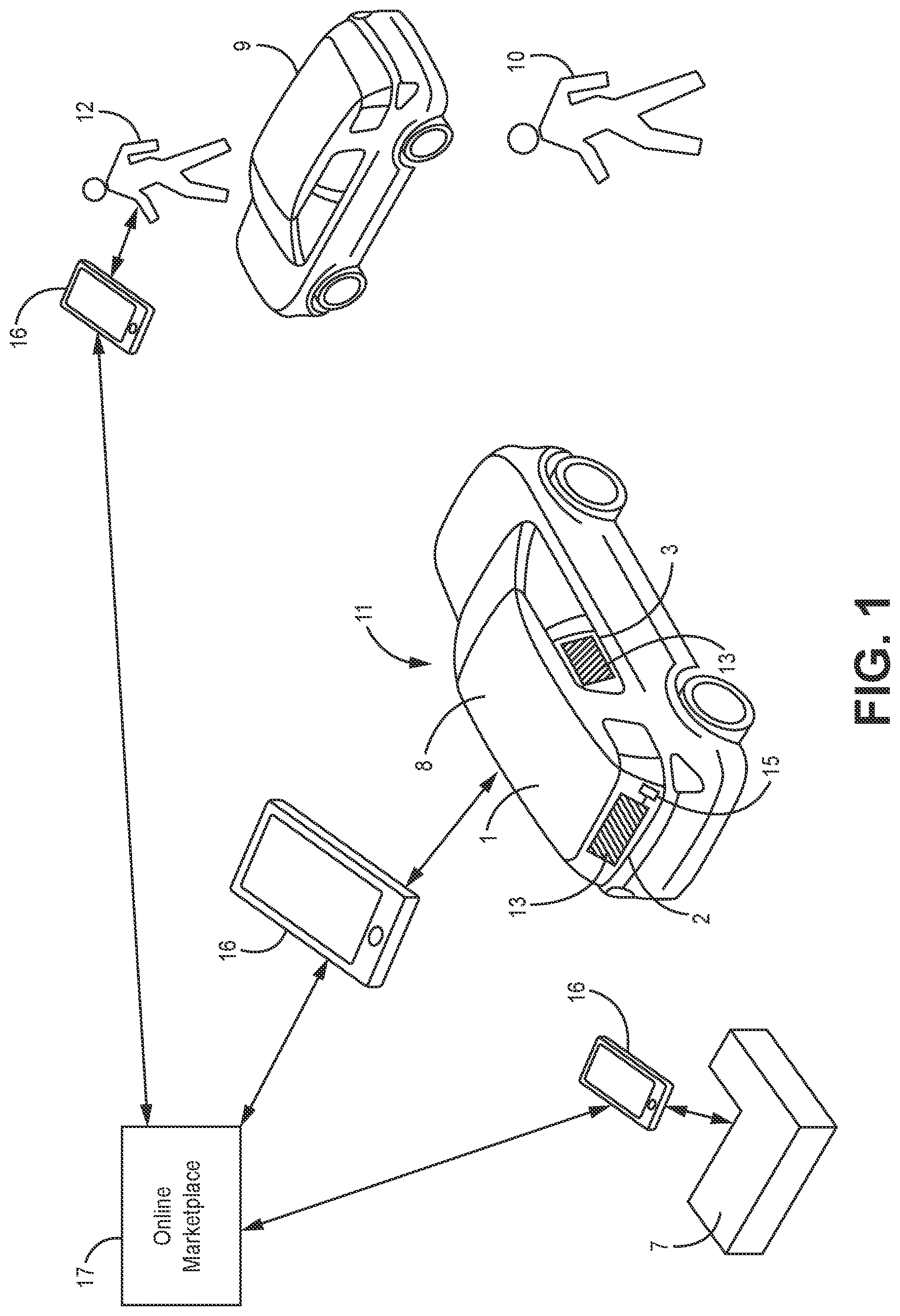 Patent US11776015 Figure 1 – Apparatus, process, and system for display of images on windows of vehicles