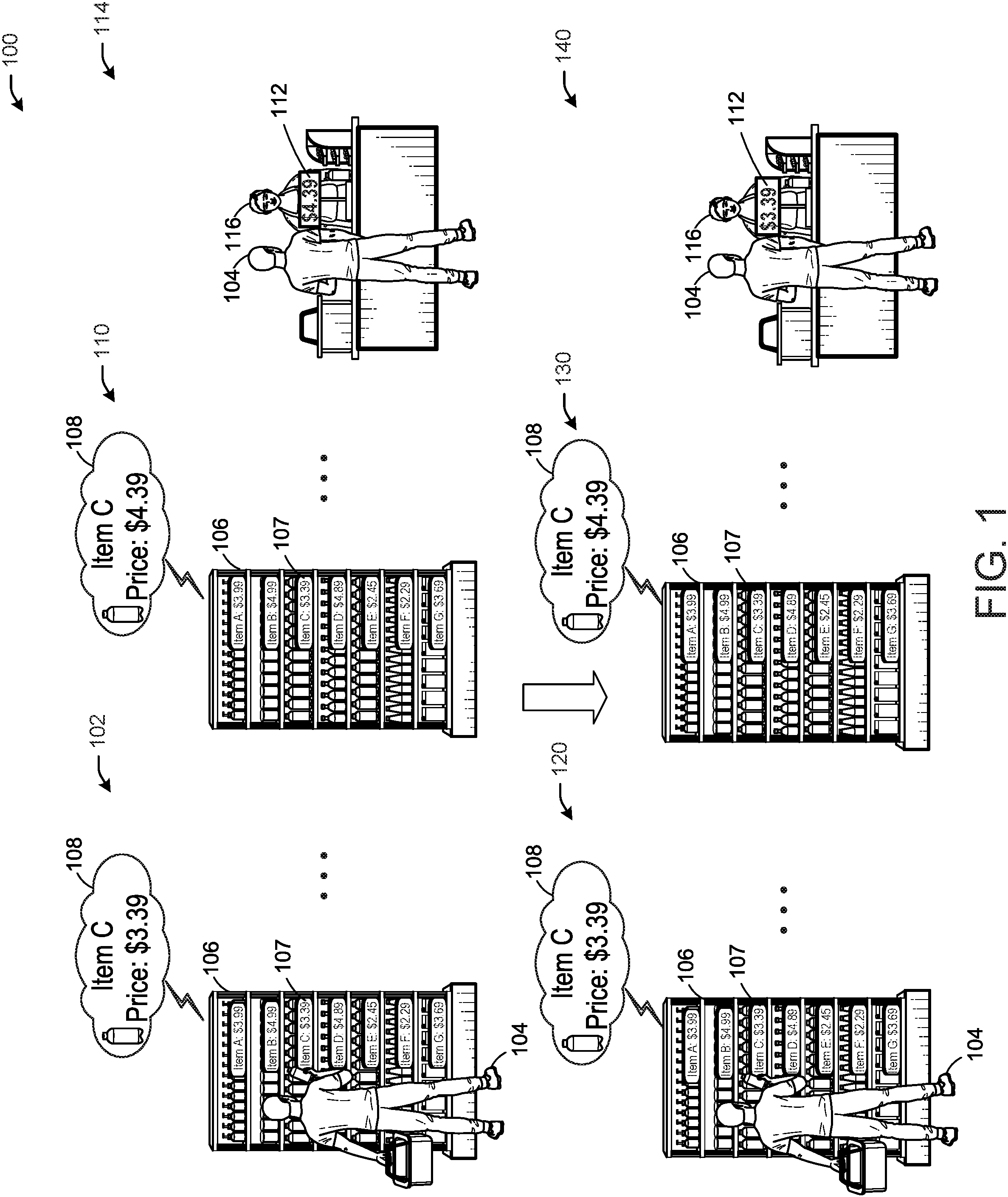 Patent US11776021 Figure 1 – Synchronizing presentation across multiple devices