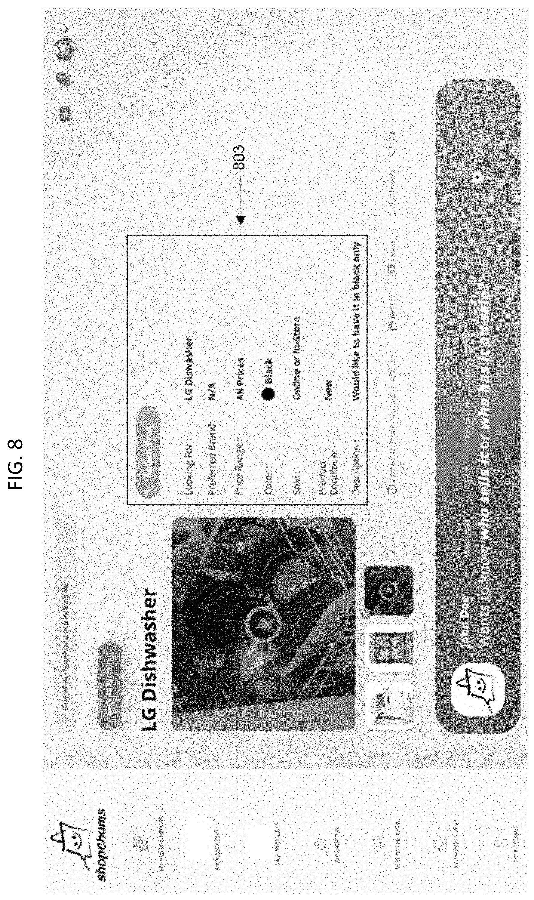 Patent US11776030 Figure 8 – Manufactures and methods for shopper users to locate items