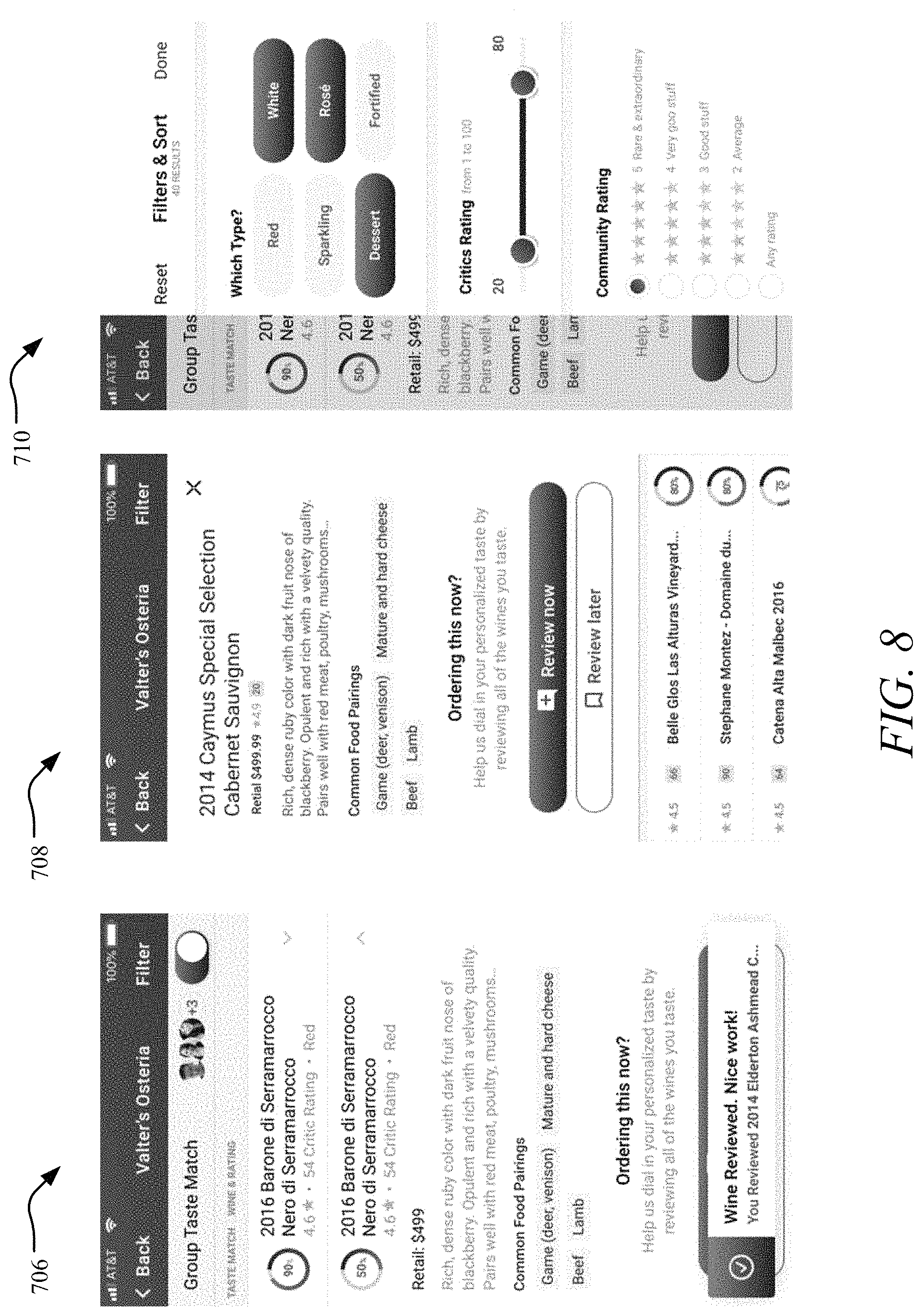 Patent US11776037 Figure 8 – Systems and methods for personal taste recommendation