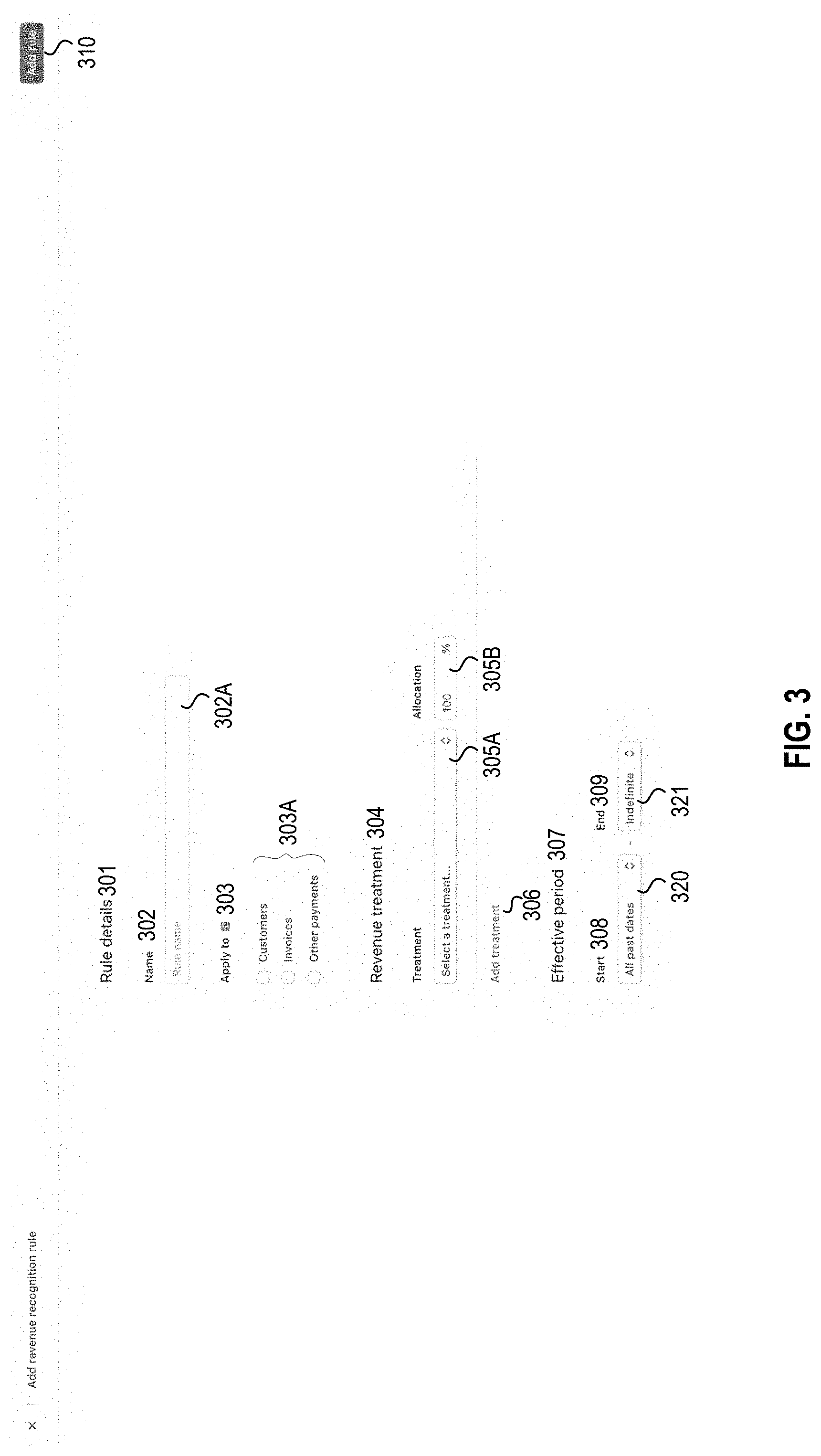 Patent US11776066 Figure 3 – Systems, methods, and apparatuses for implementing user customizable policies for revenue recognition