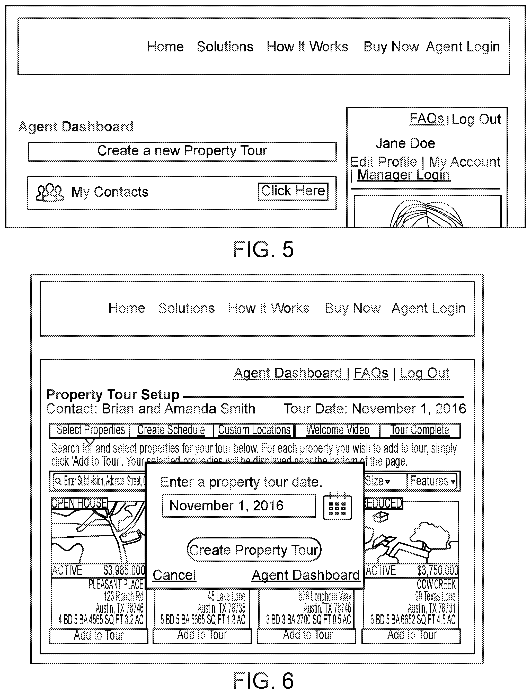 Patent US11776077 Figure 5 – Property tour management system
