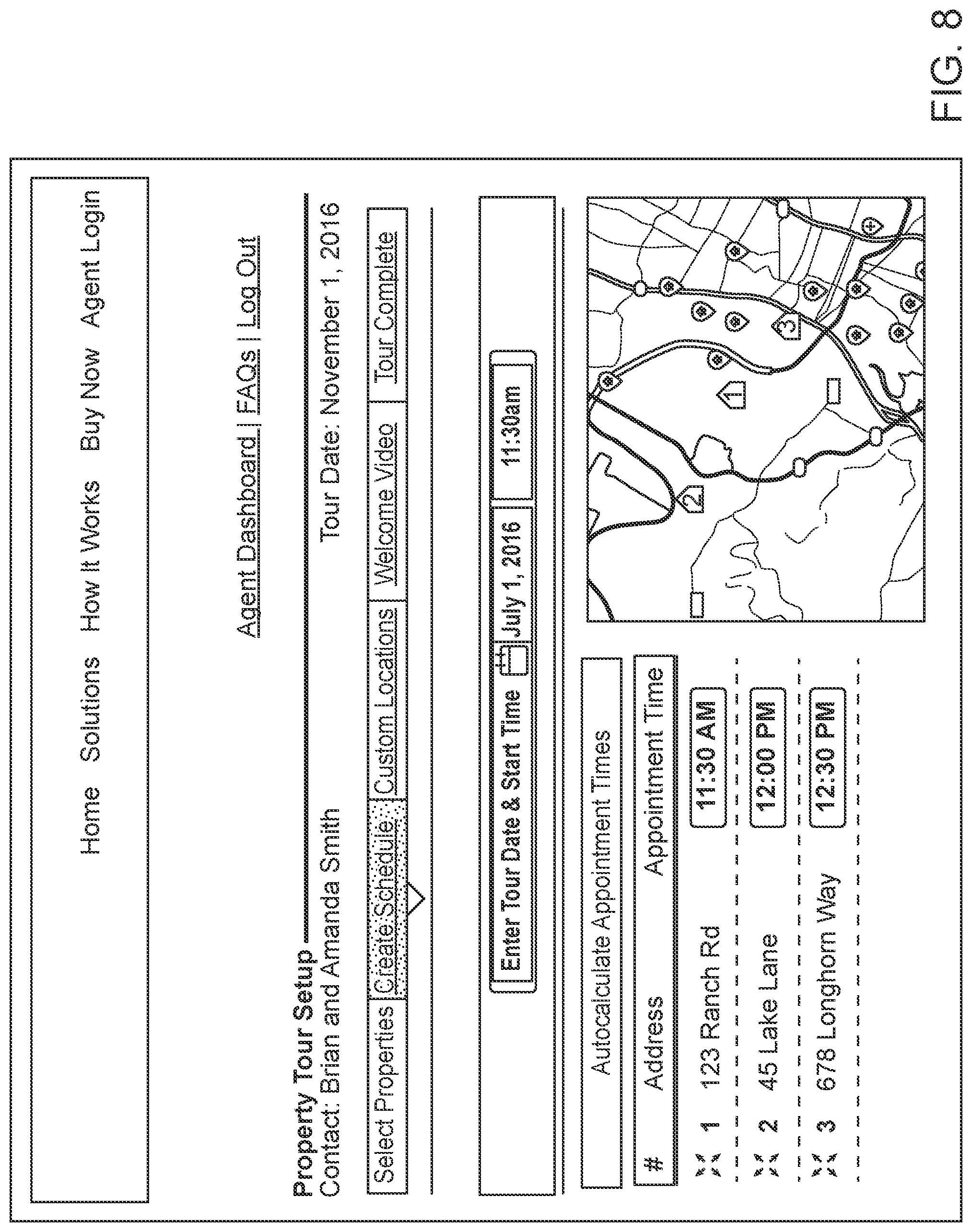 Patent US11776077 Figure 7 – Property tour management system