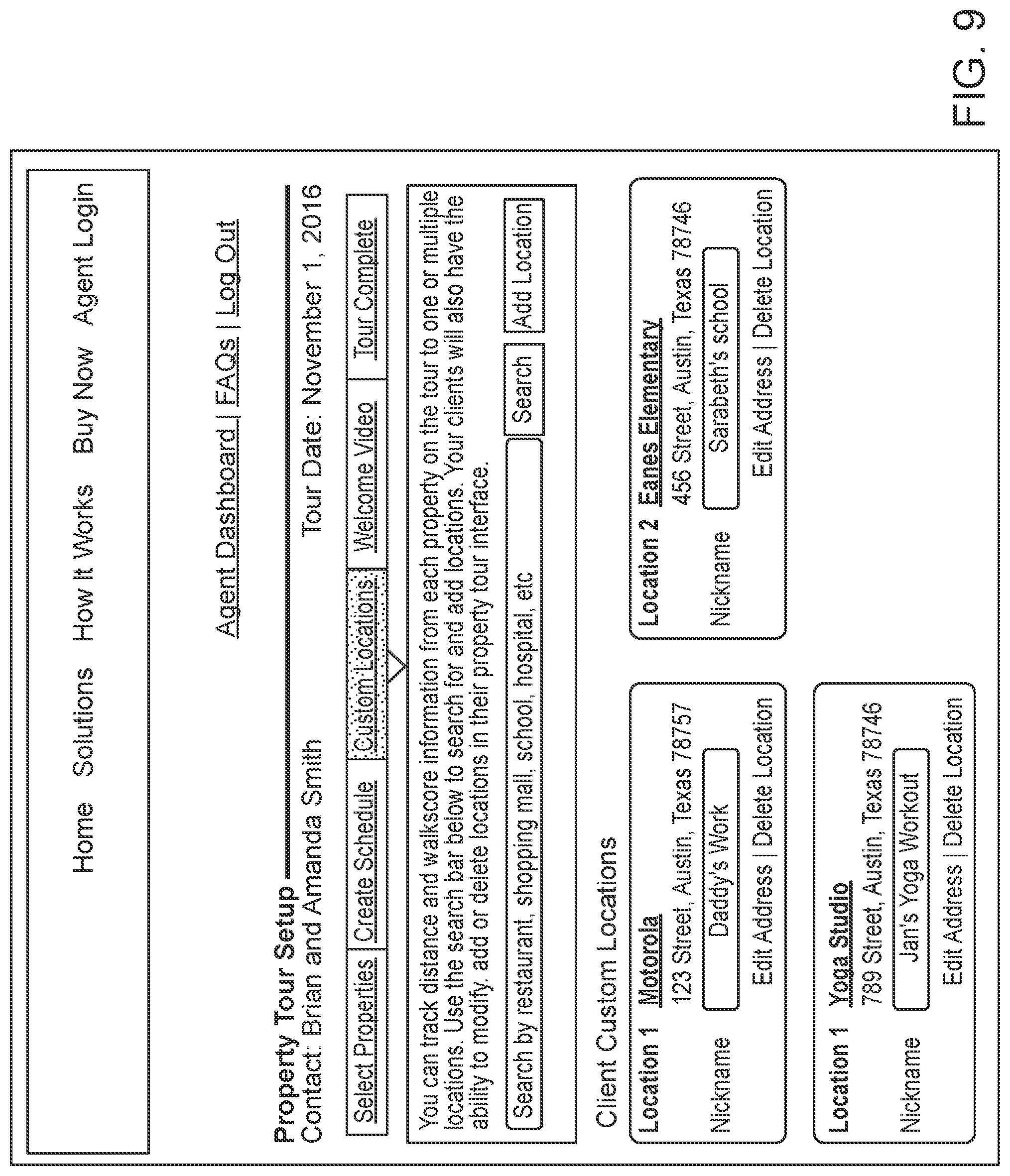 Patent US11776077 Figure 8 – Property tour management system