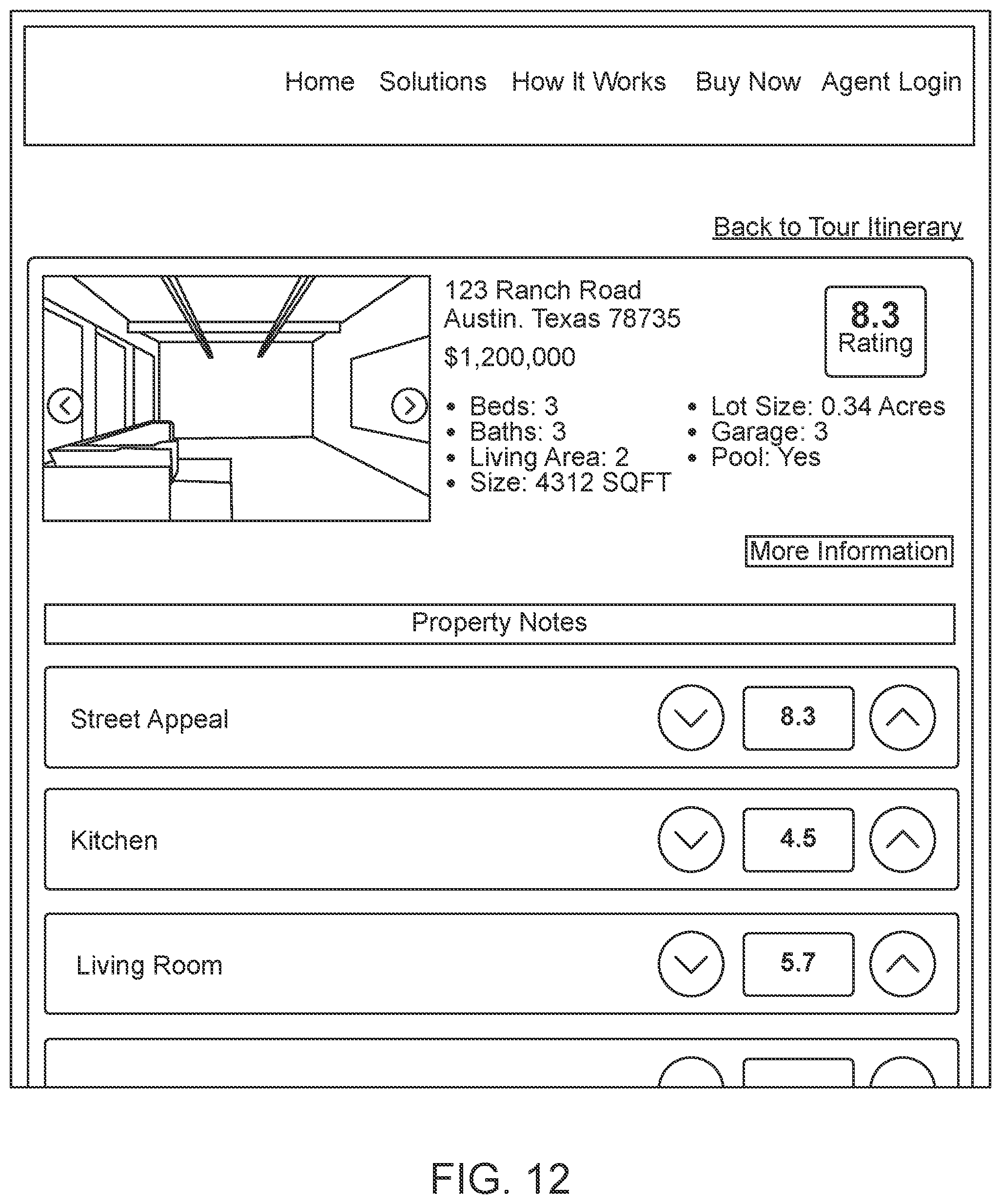 Patent US11776077 Figure 11 – Property tour management system