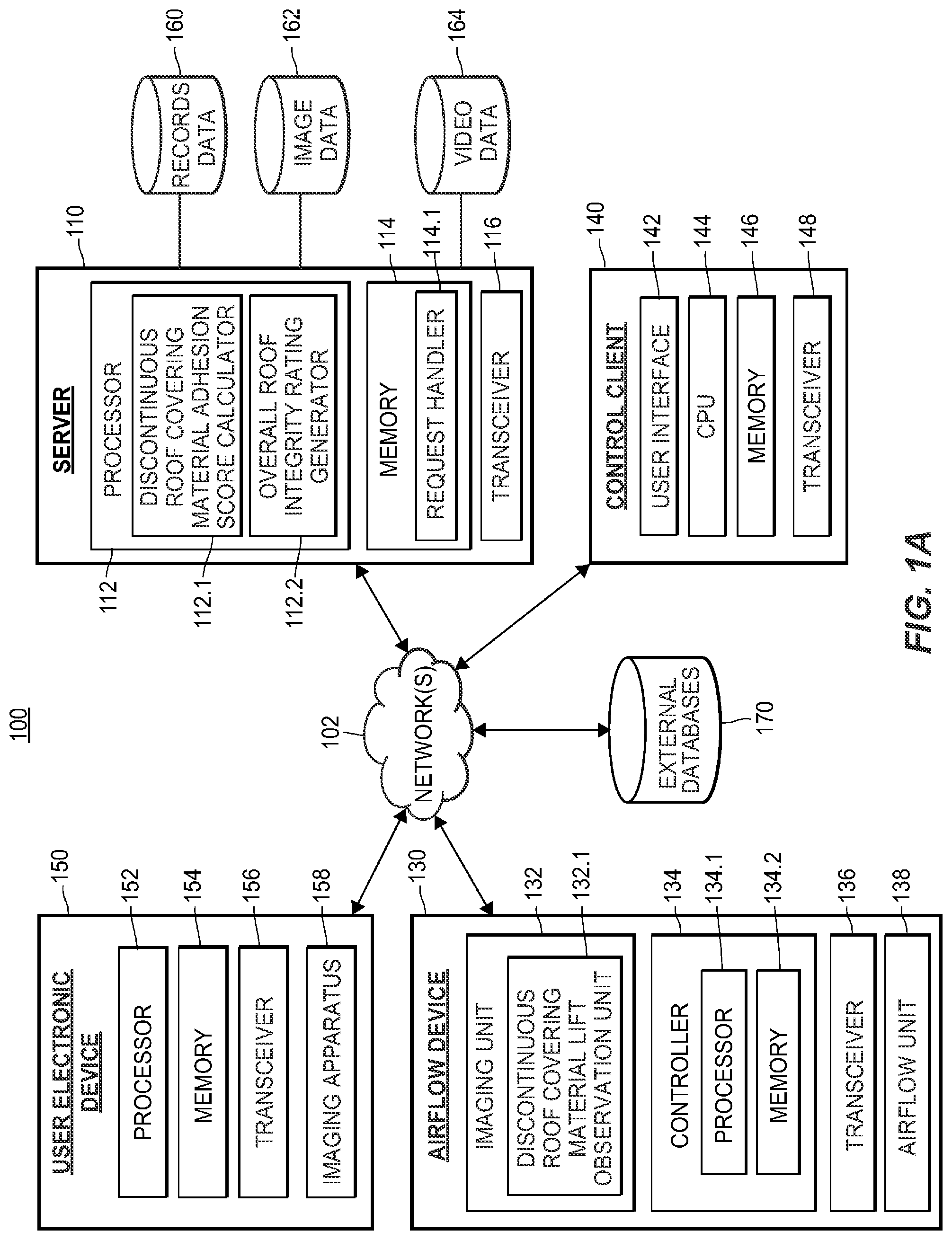 Patent US11776100 Figure 1 – System and method for analyzing an integrity of a roof covering