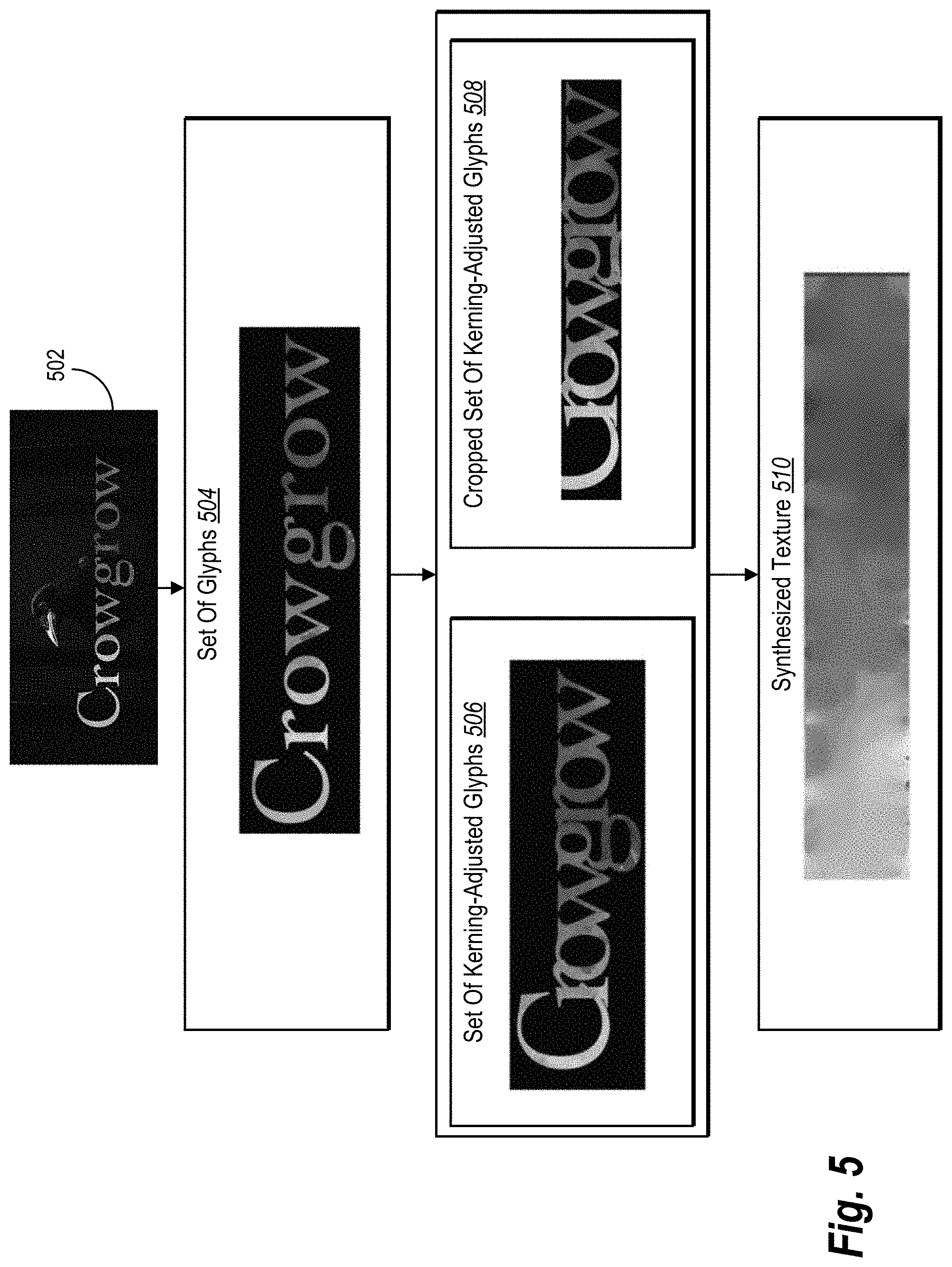 Patent US11776168 Figure 5 – Extracting textures from text based images