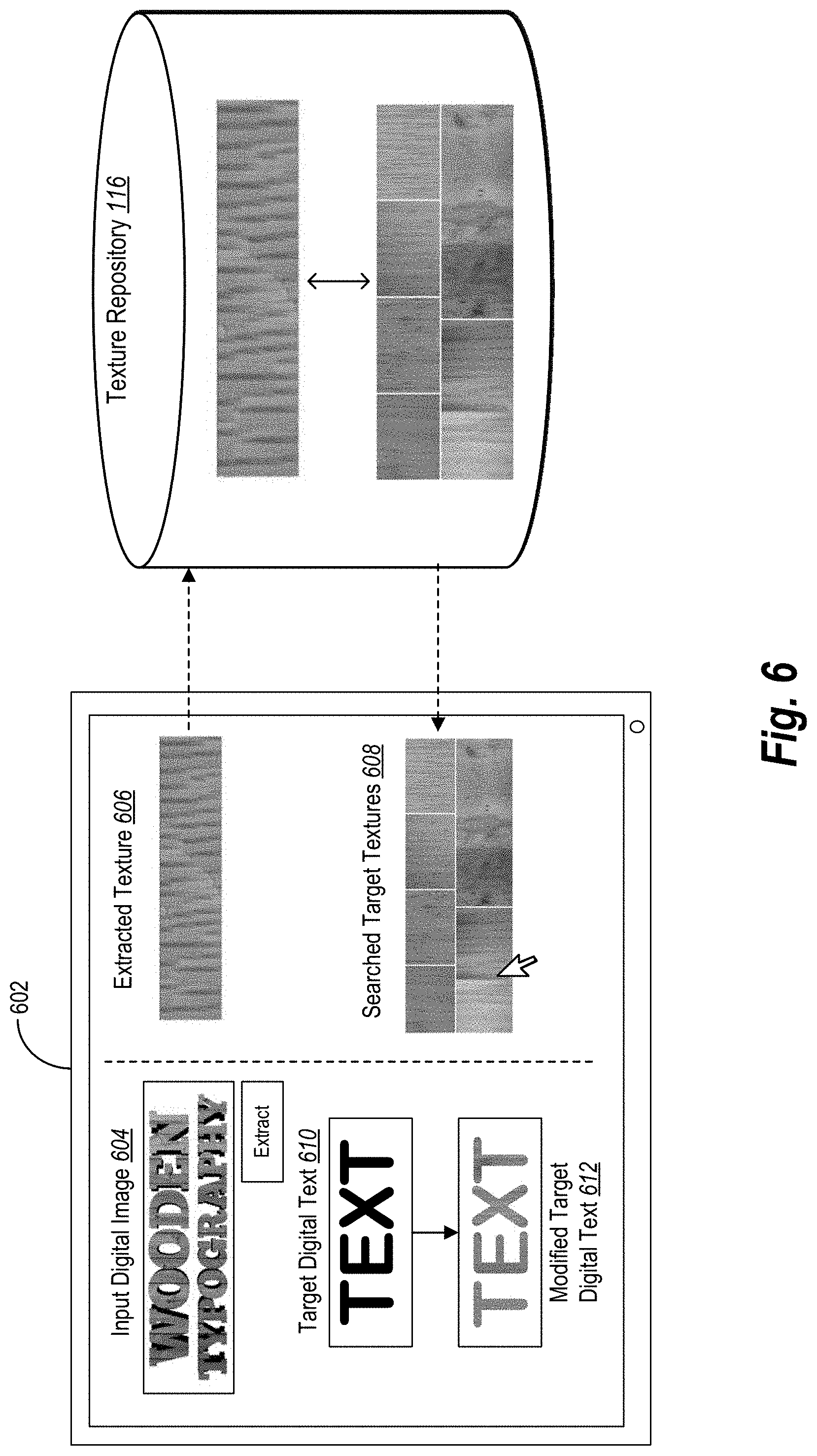 Patent US11776168 Figure 6 – Extracting textures from text based images