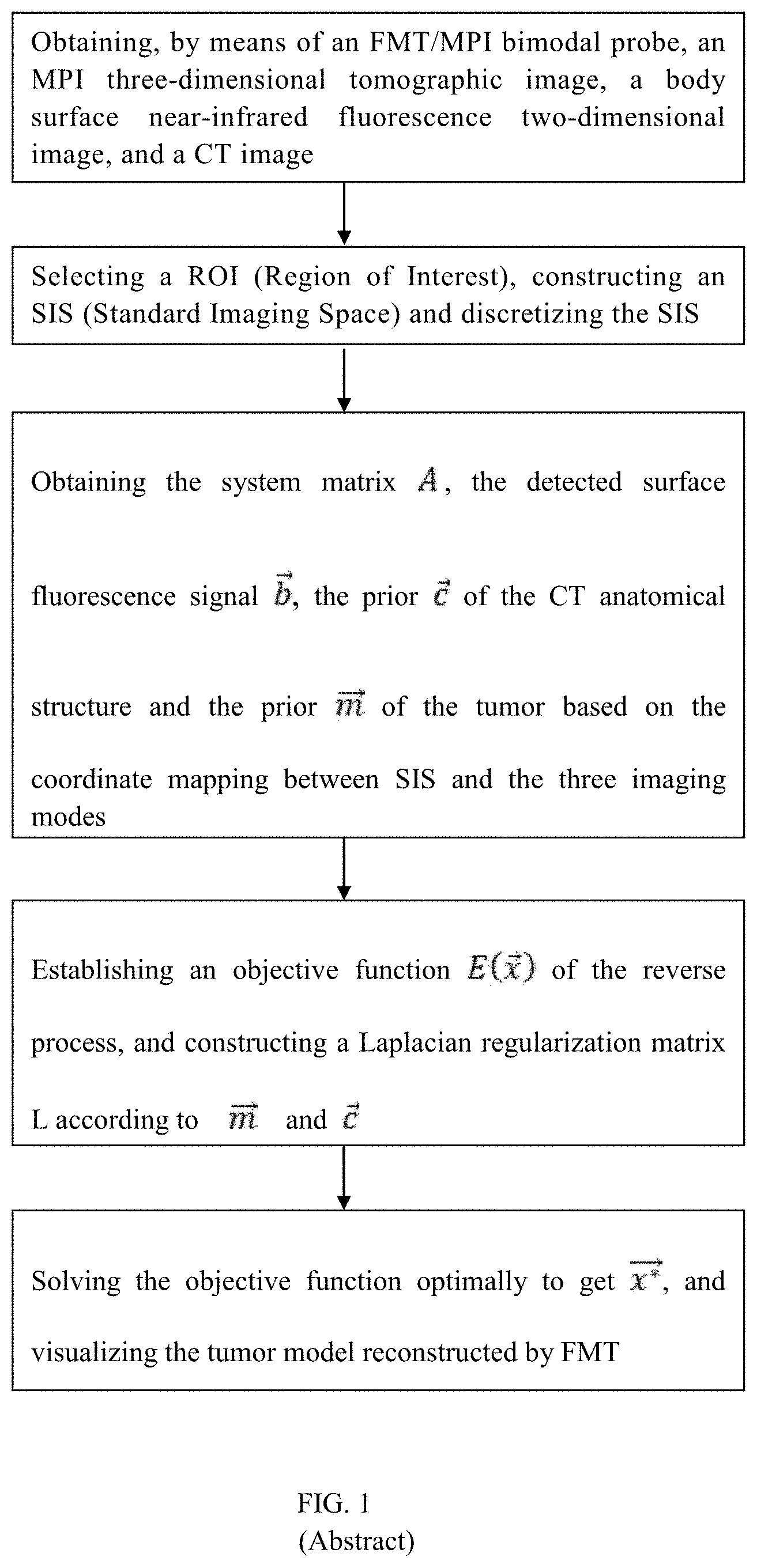 Patent US11776174 Figure 1 – Fluorescence moleculartomography reconstruction method based on prior guidance of magnetic particle imaging