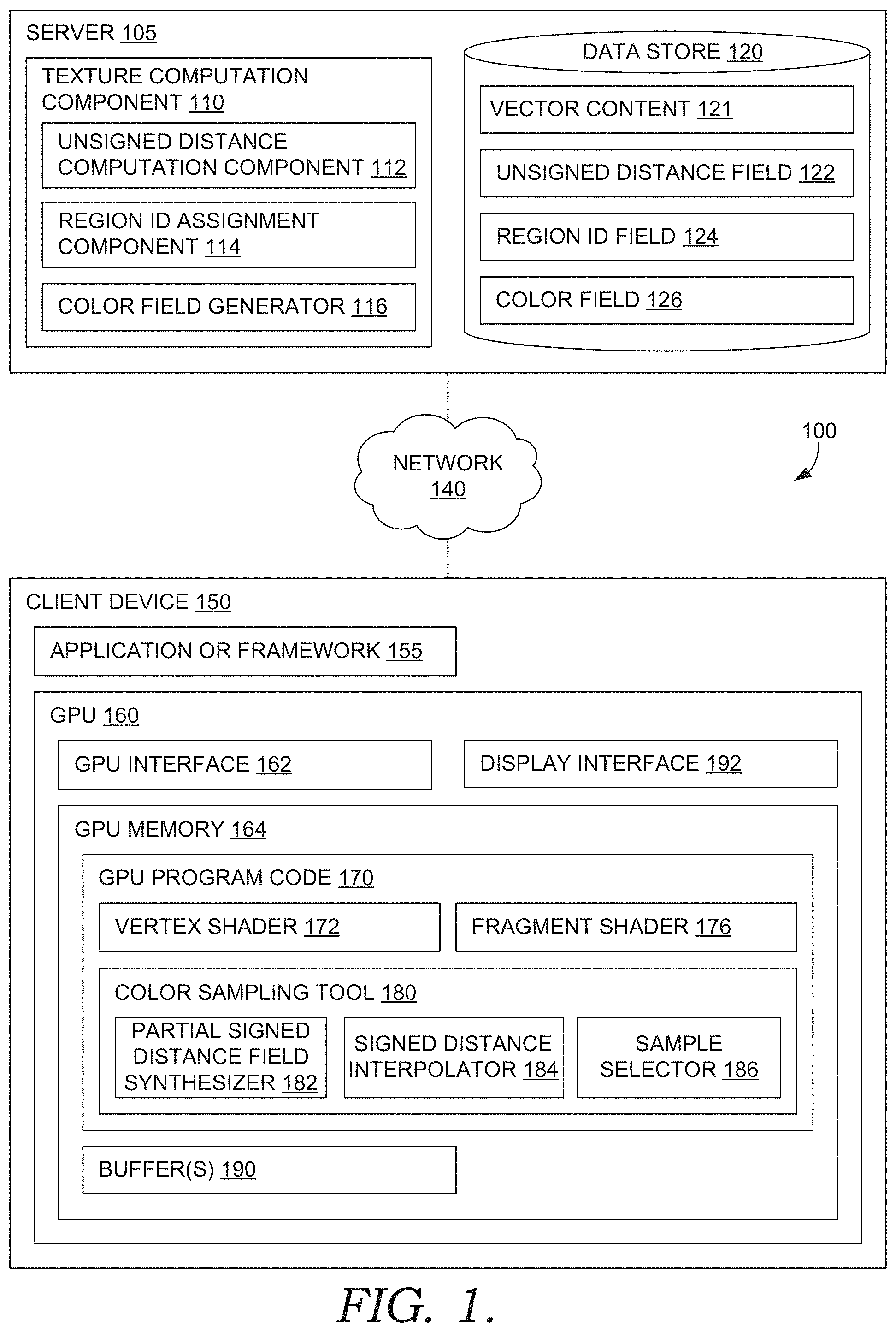 Patent US11776179 — Rendering scalable multicolored vector content — Figure 1