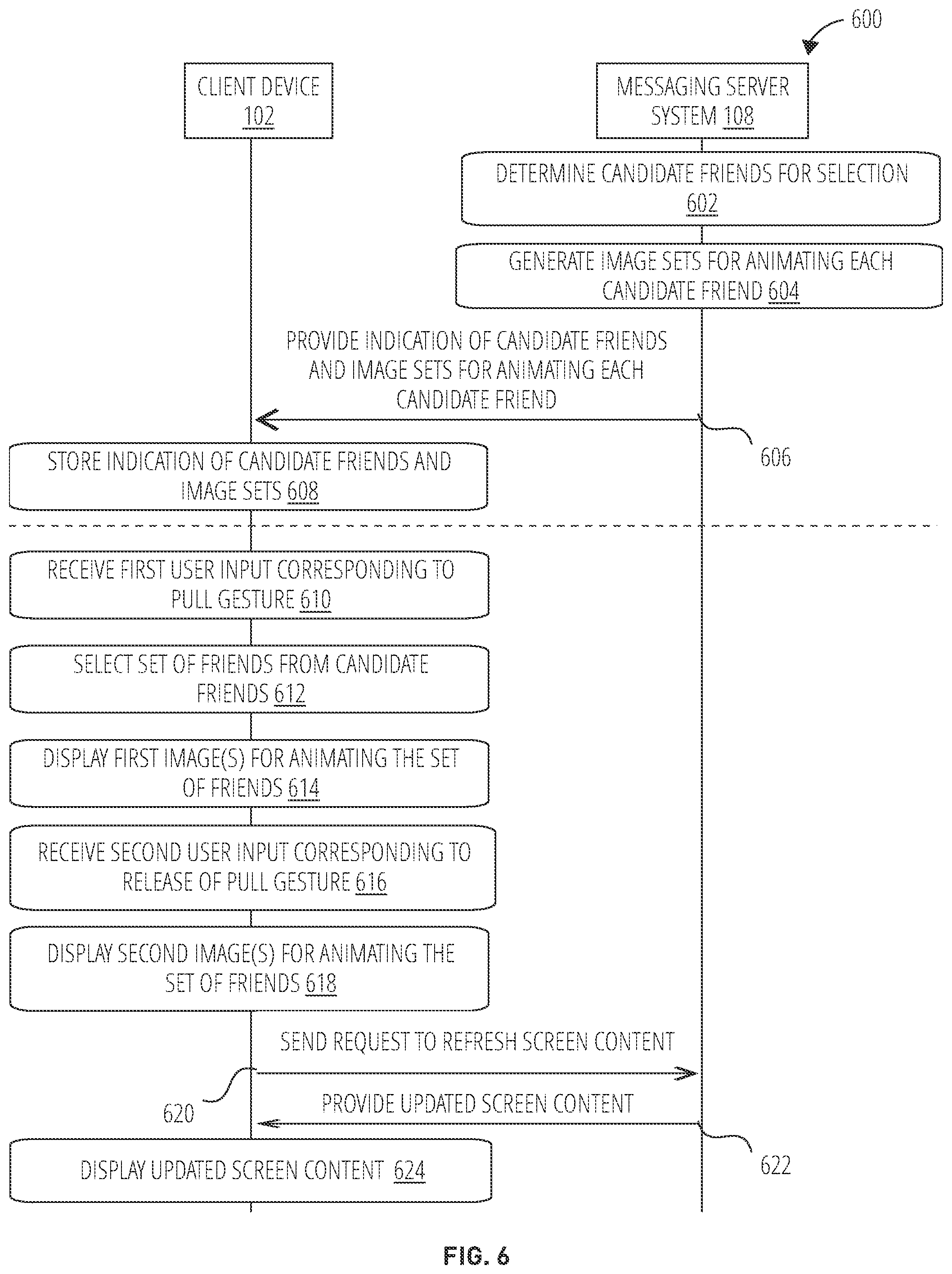 Patent US11776194 Figure 6 – Animated pull-to-refresh
