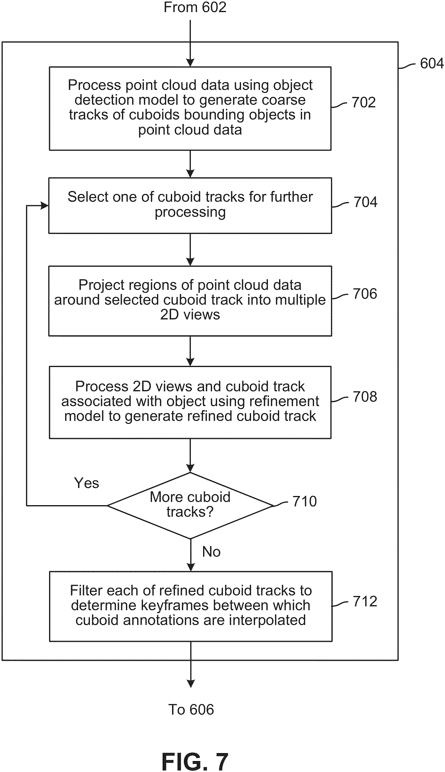 Patent US11776215 Figure 7 – Pre-labeling data with cuboid annotations