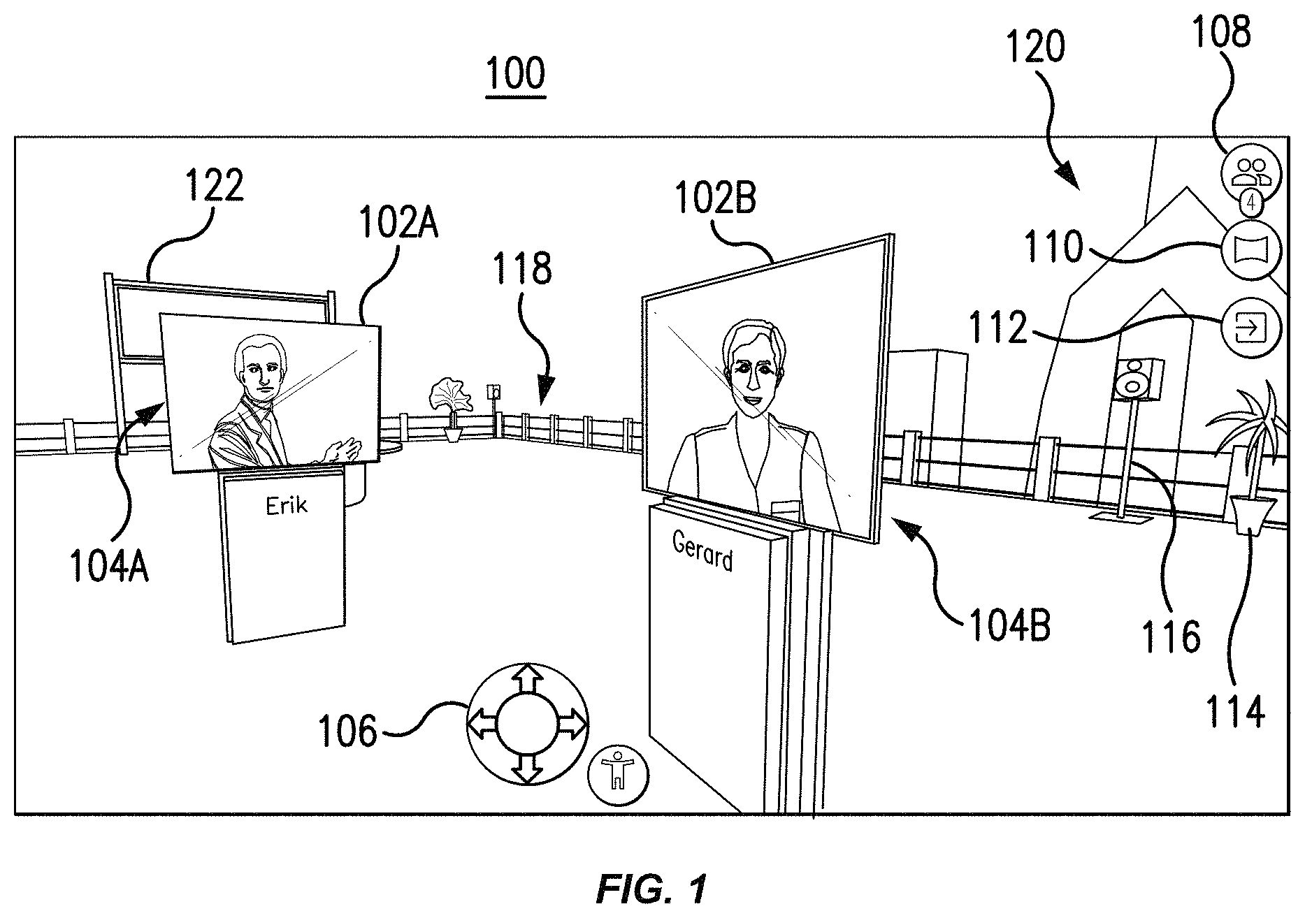 Patent US11776227 Figure 1 – Avatar background alteration