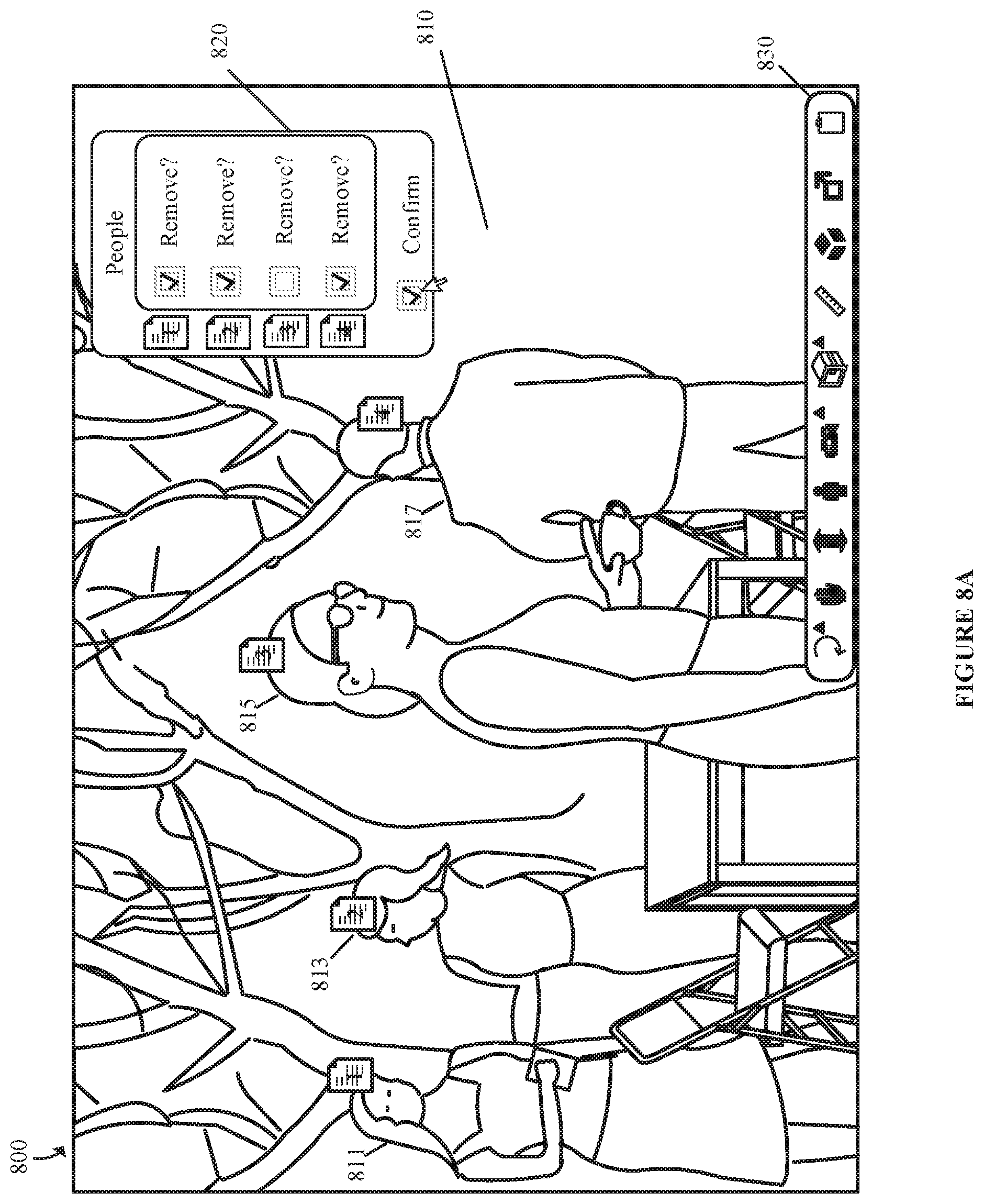 Patent US11776237 Figure 8 – Mitigating people distractors in images