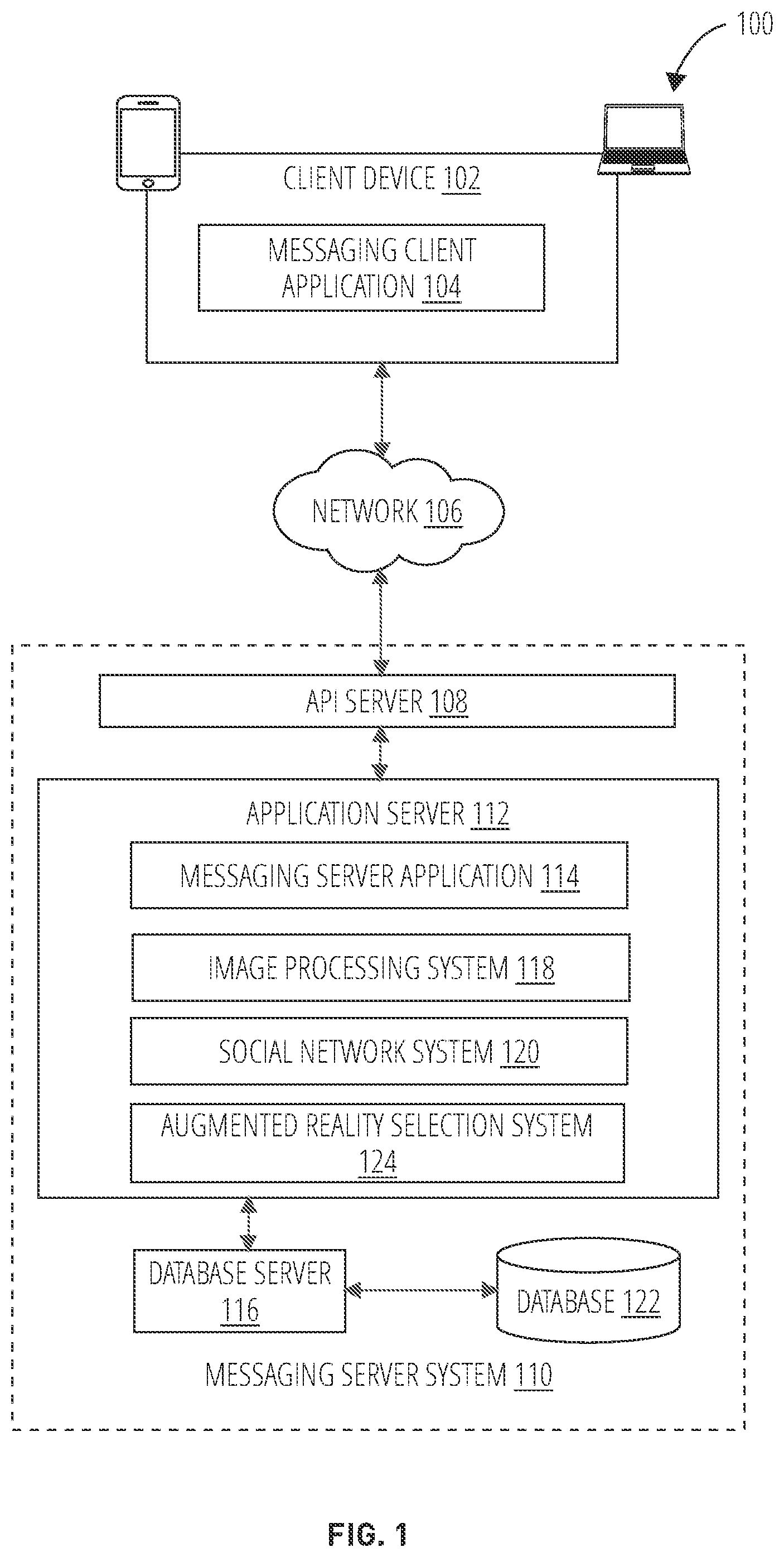 Patent US11776253 — Displaying object names in association with augmented reality content — Figure 1