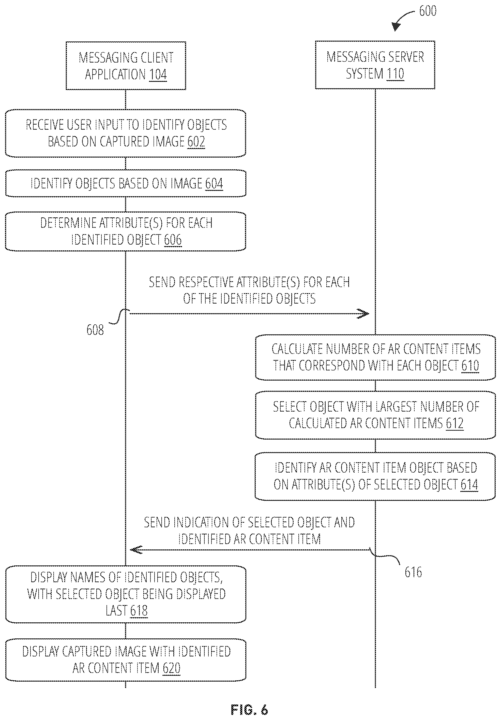 Patent US11776253 Figure 6 – Displaying object names in association with augmented reality content