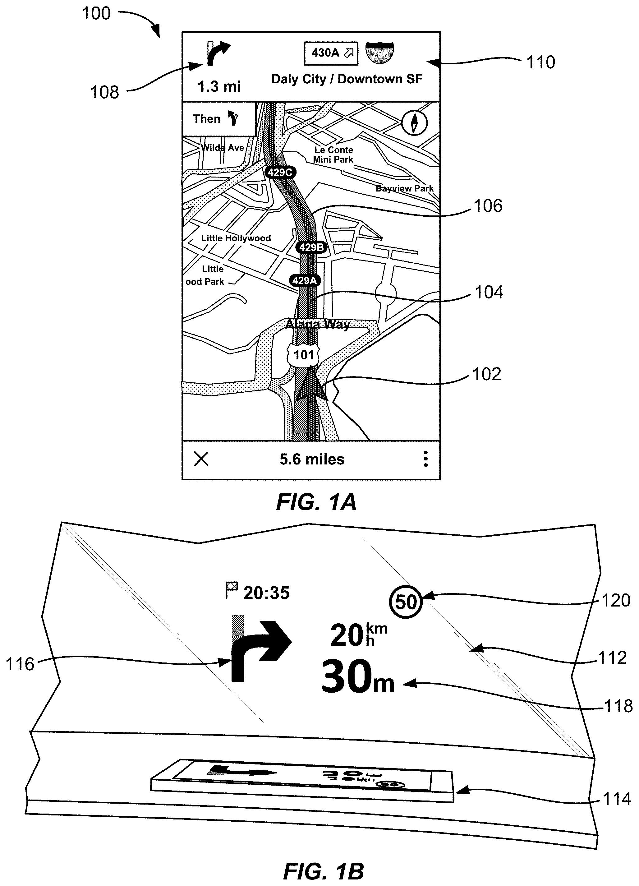 Patent US11776254 Figure 1 – Navigation using augmented reality