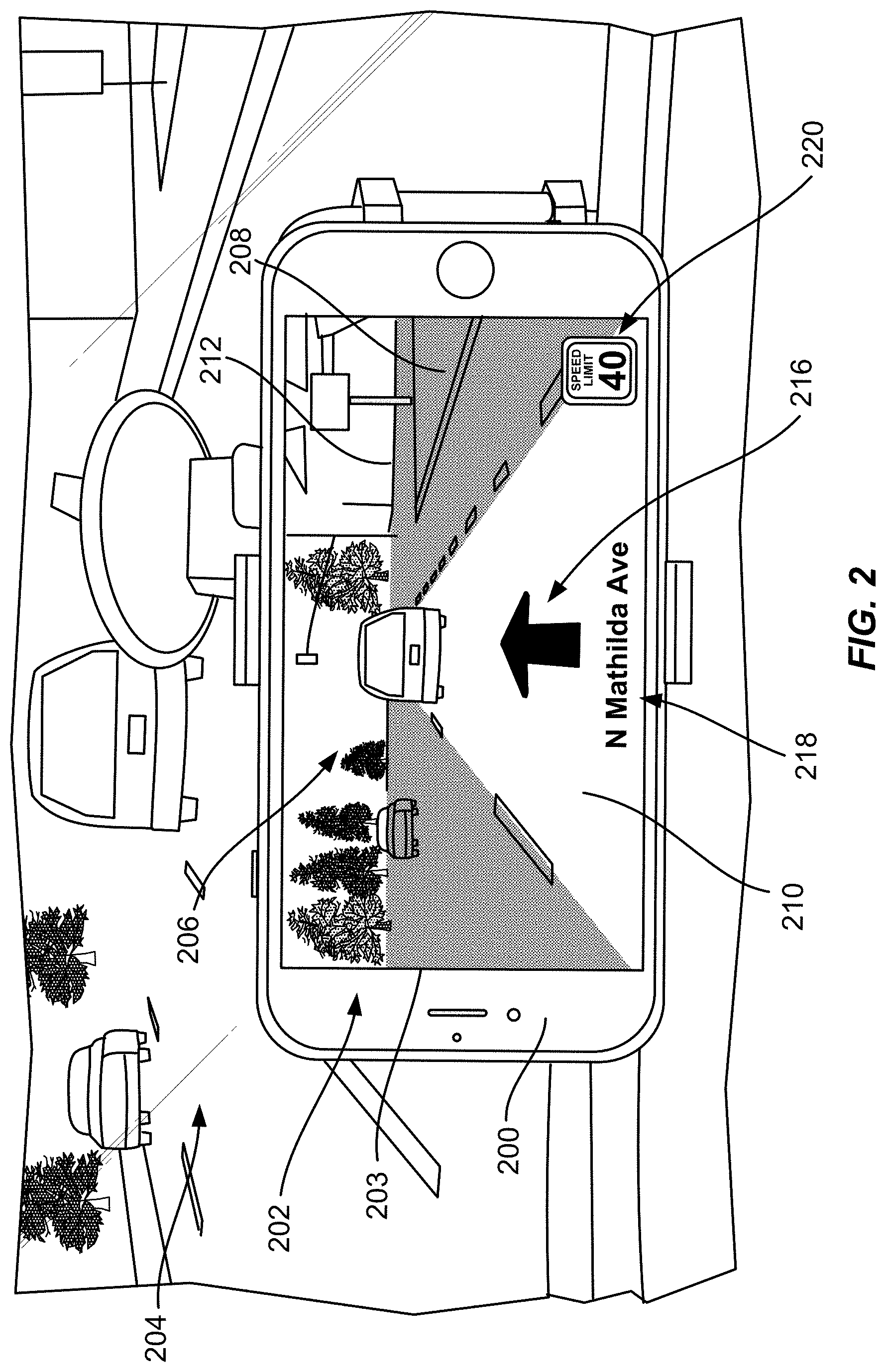 Patent US11776254 Figure 2 – Navigation using augmented reality
