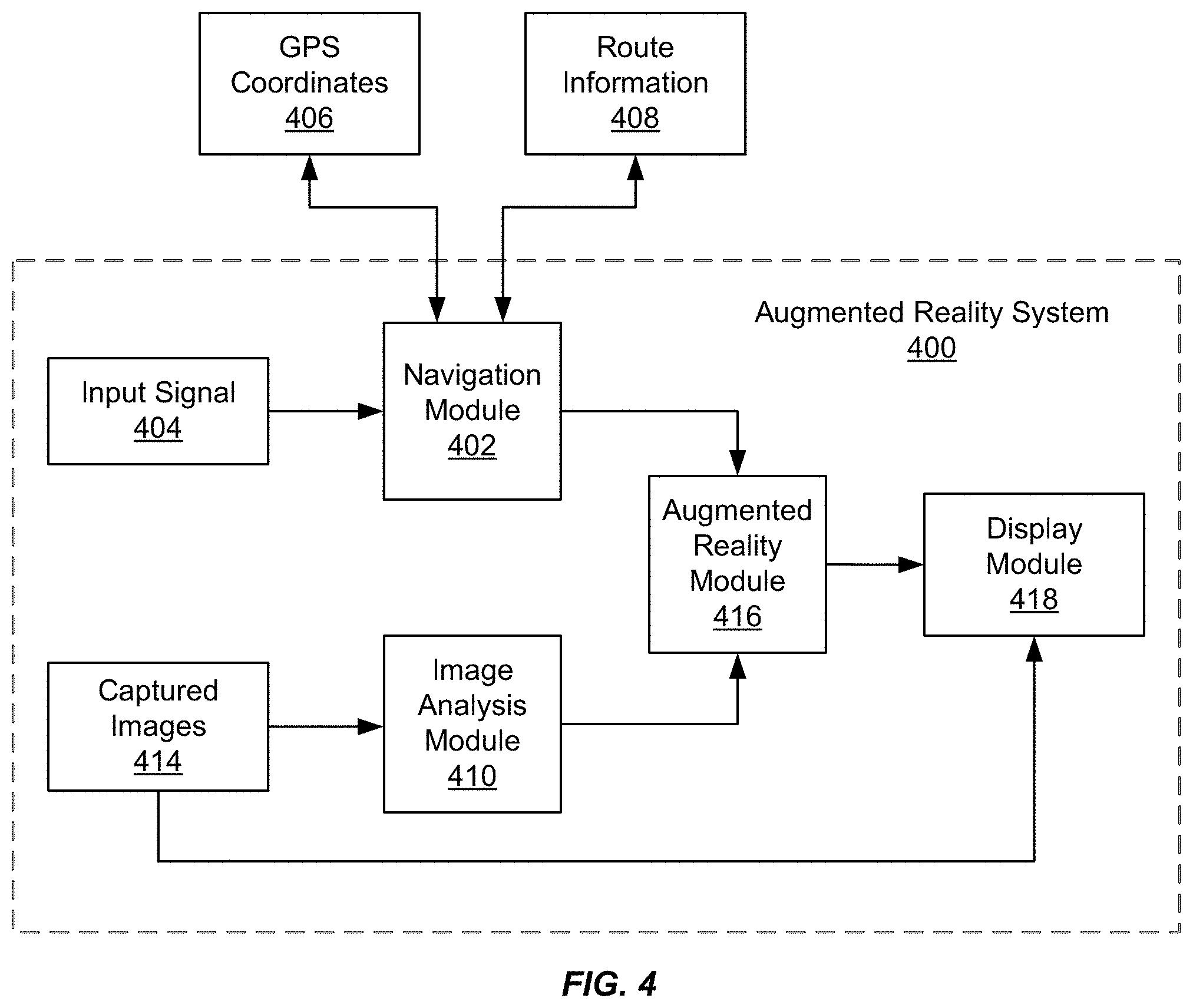 Patent US11776254 Figure 4 – Navigation using augmented reality