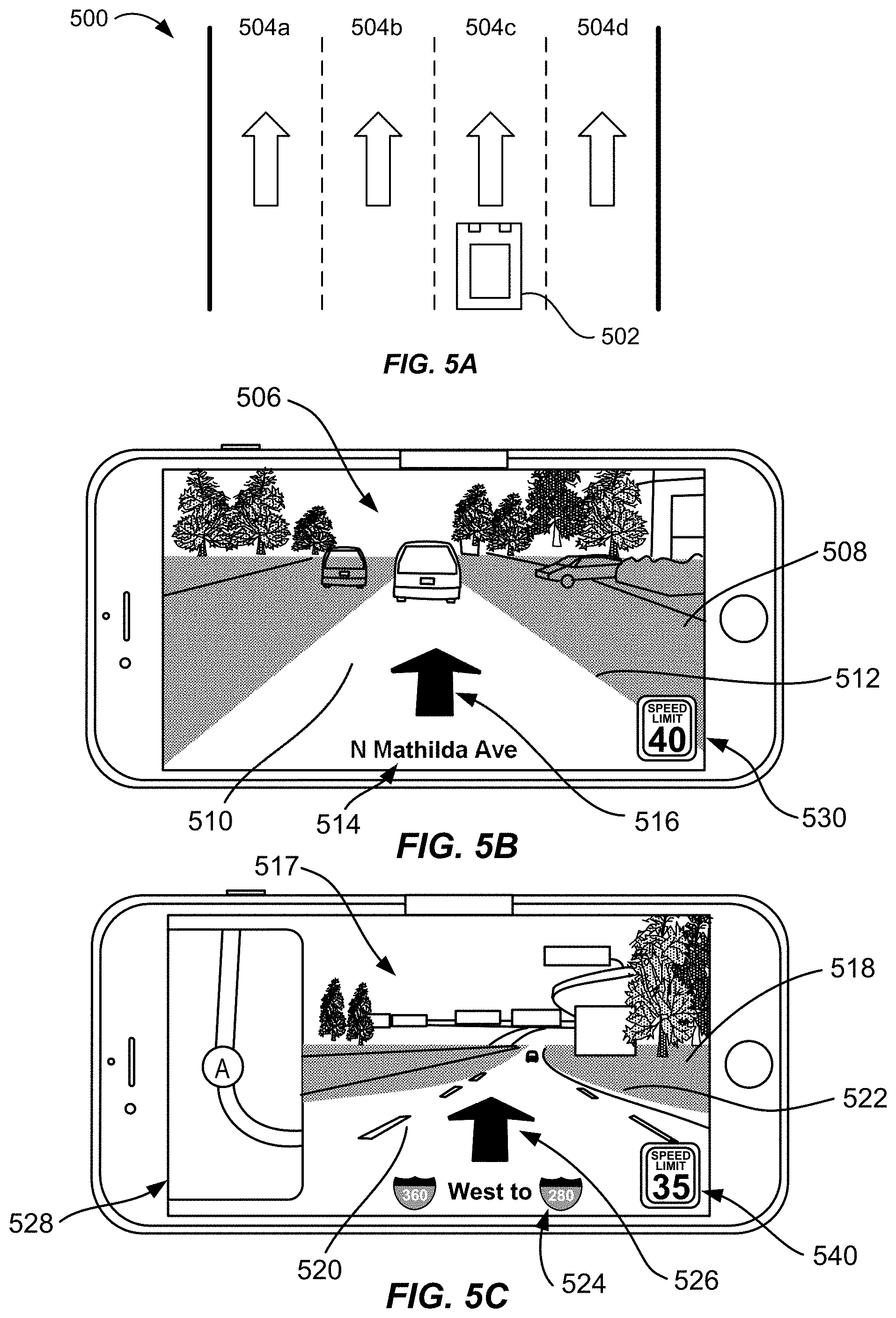 Patent US11776254 Figure 5 – Navigation using augmented reality