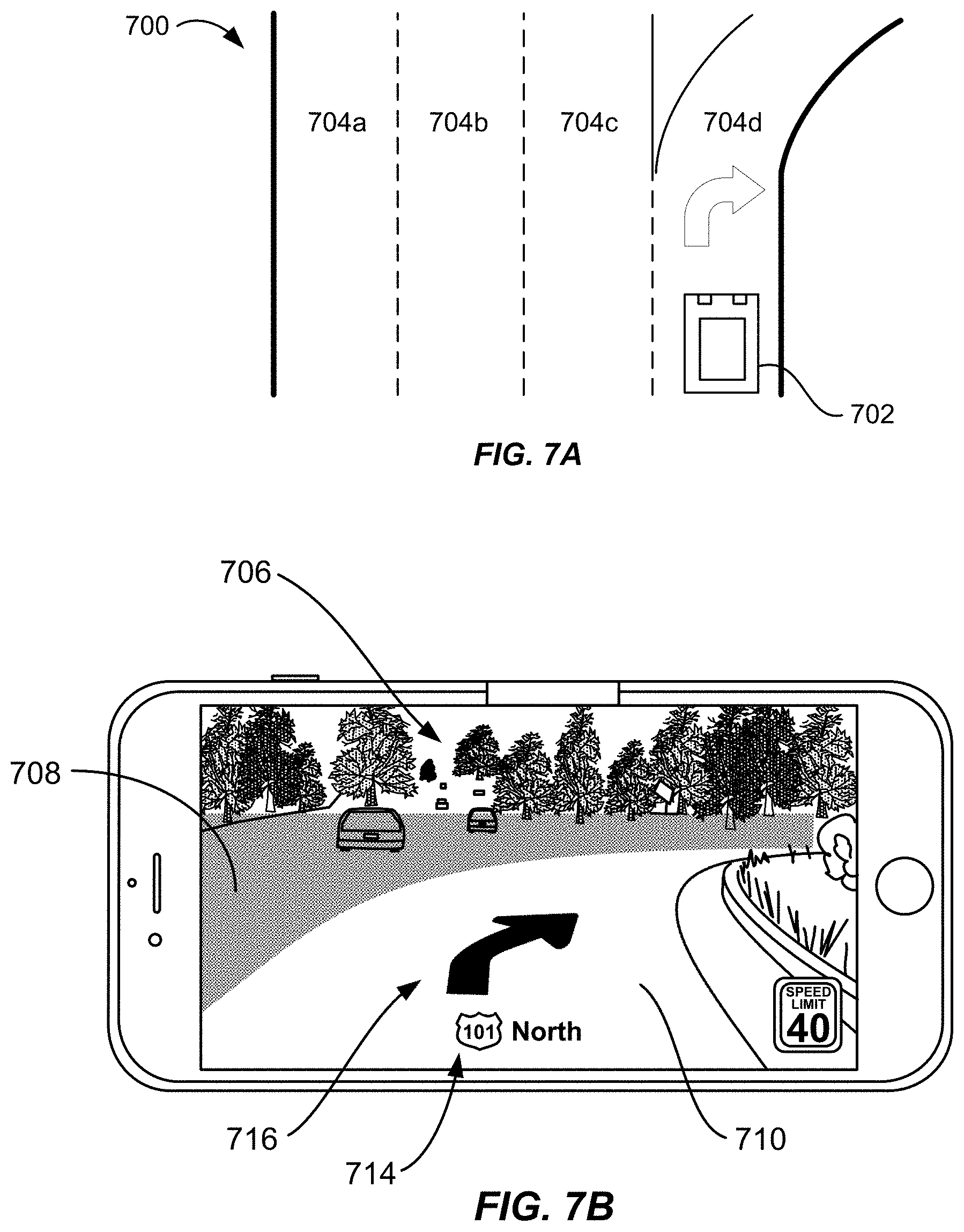 Patent US11776254 Figure 7 – Navigation using augmented reality
